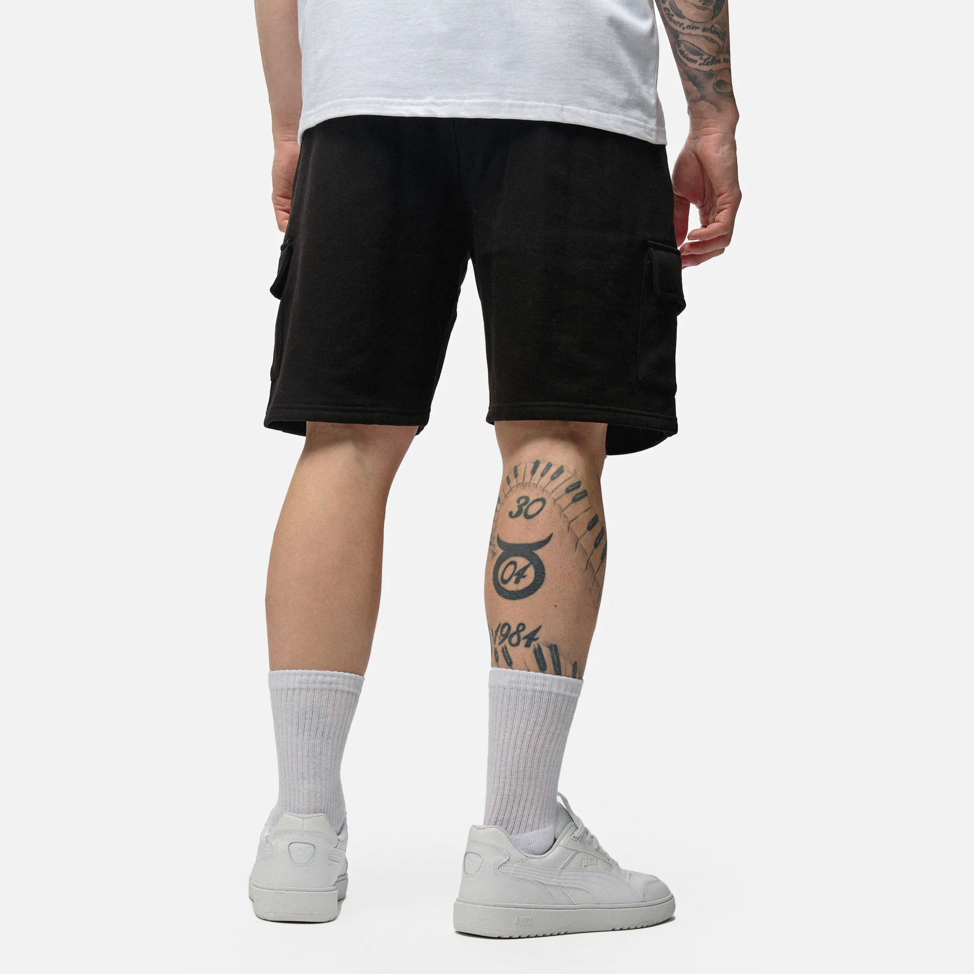 PEGADOR Pineda Heavy Sweat Cargo Shorts Black/Cream