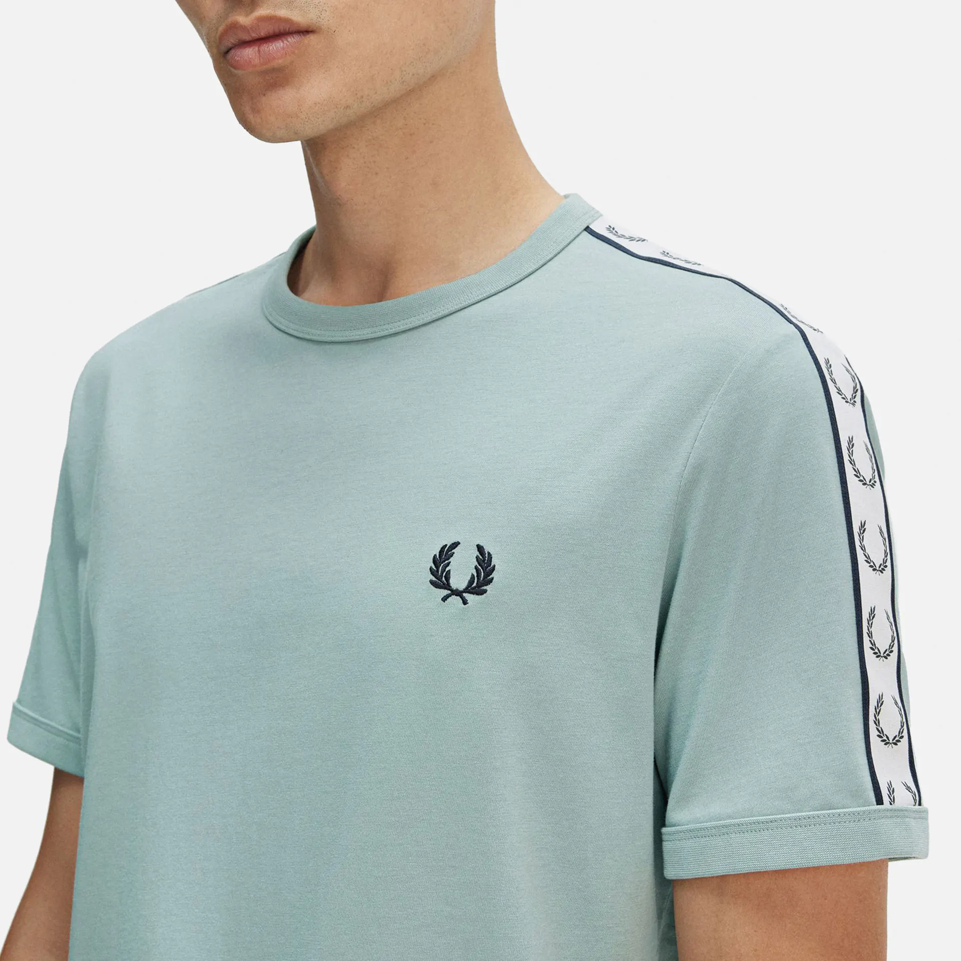 Fred Perry Taped Ringer T-Shirt Silver Blue