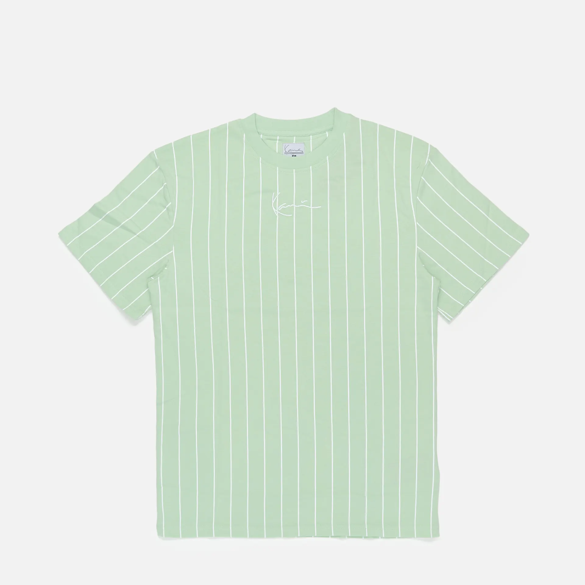 Karl Kani Small Signature Pinstripe T-Shirt Light Mint/White