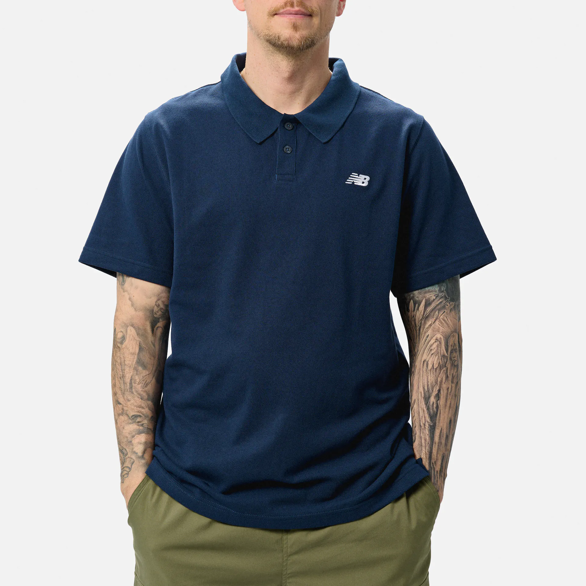 New Balance Cotton Pique Polo Shirt Navy