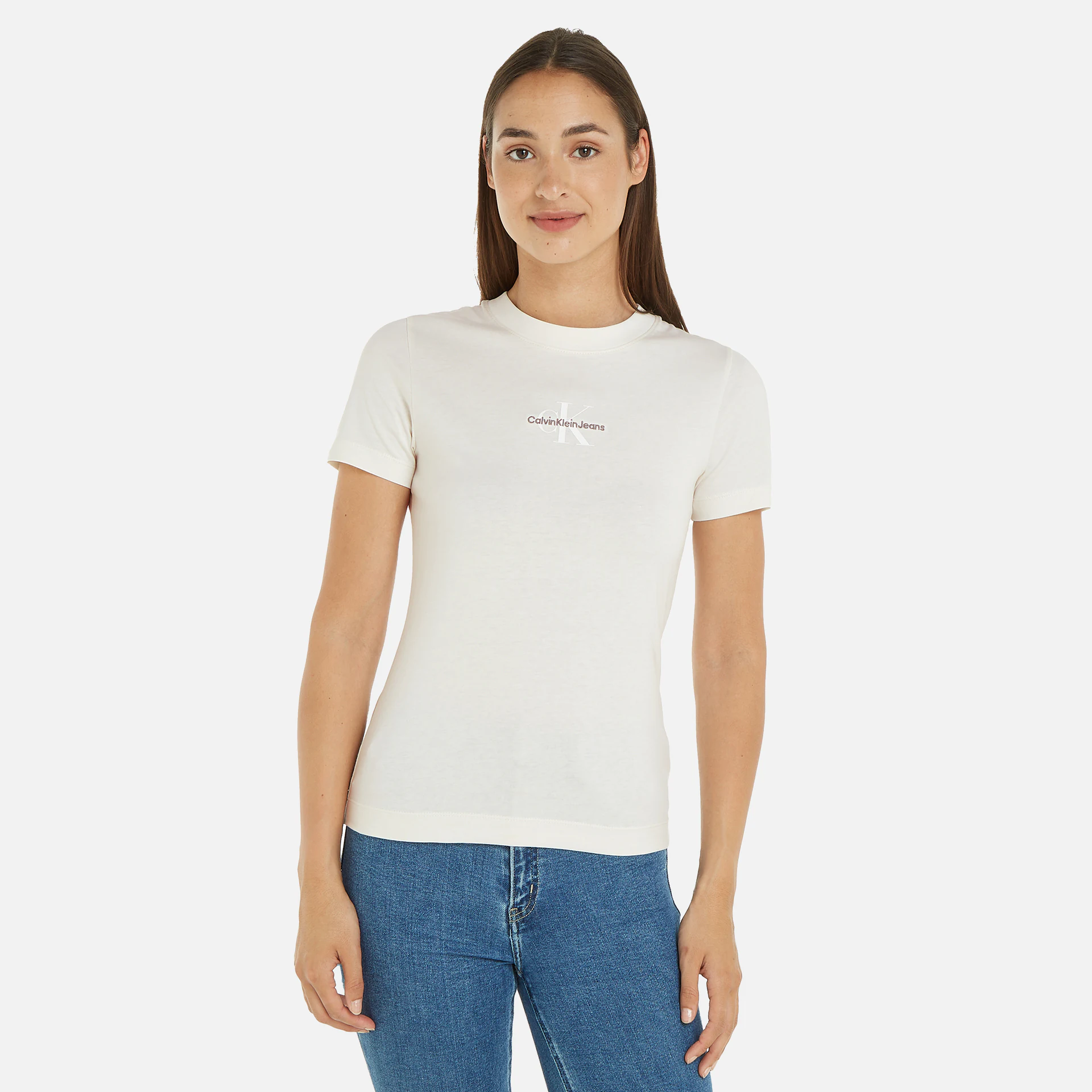 Calvin Klein  Monologo Slim Fit T-Shirt Ivory