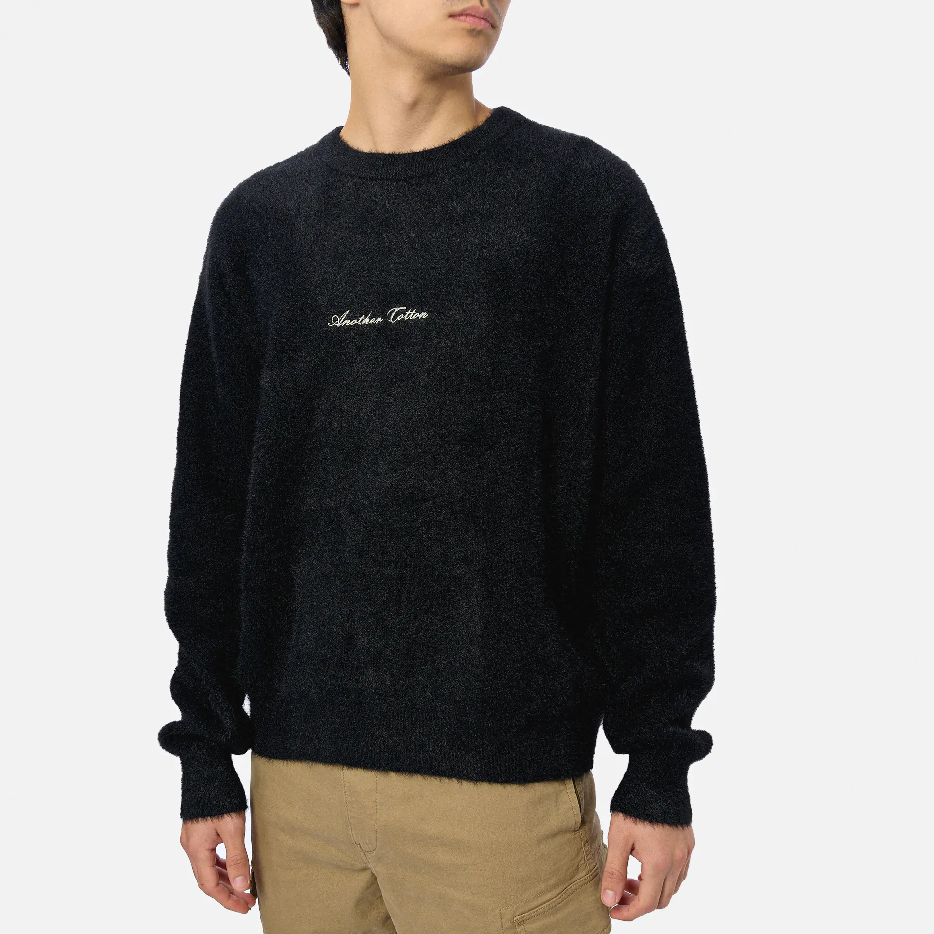 Another Cotton Chest Logo Mohair Sweater Black