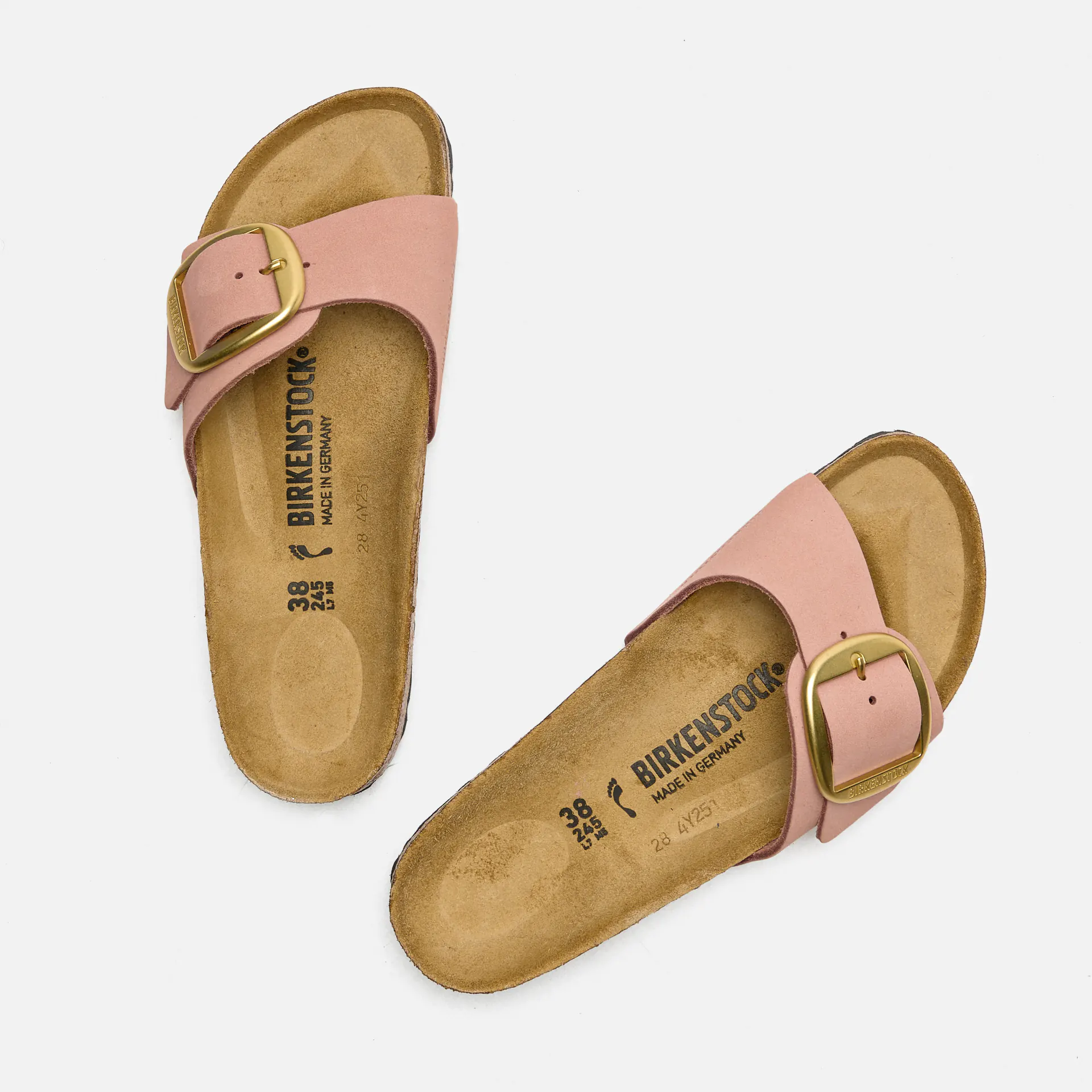 Birkenstock Madrid Big Buckle Natural Leather Nubuk Narrow Sandals Old Rose