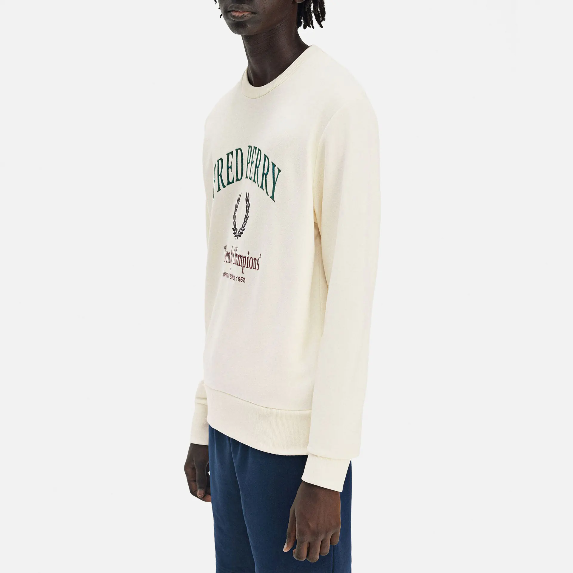 Fred Perry Embroidered Champion Sweatshirt Ecru