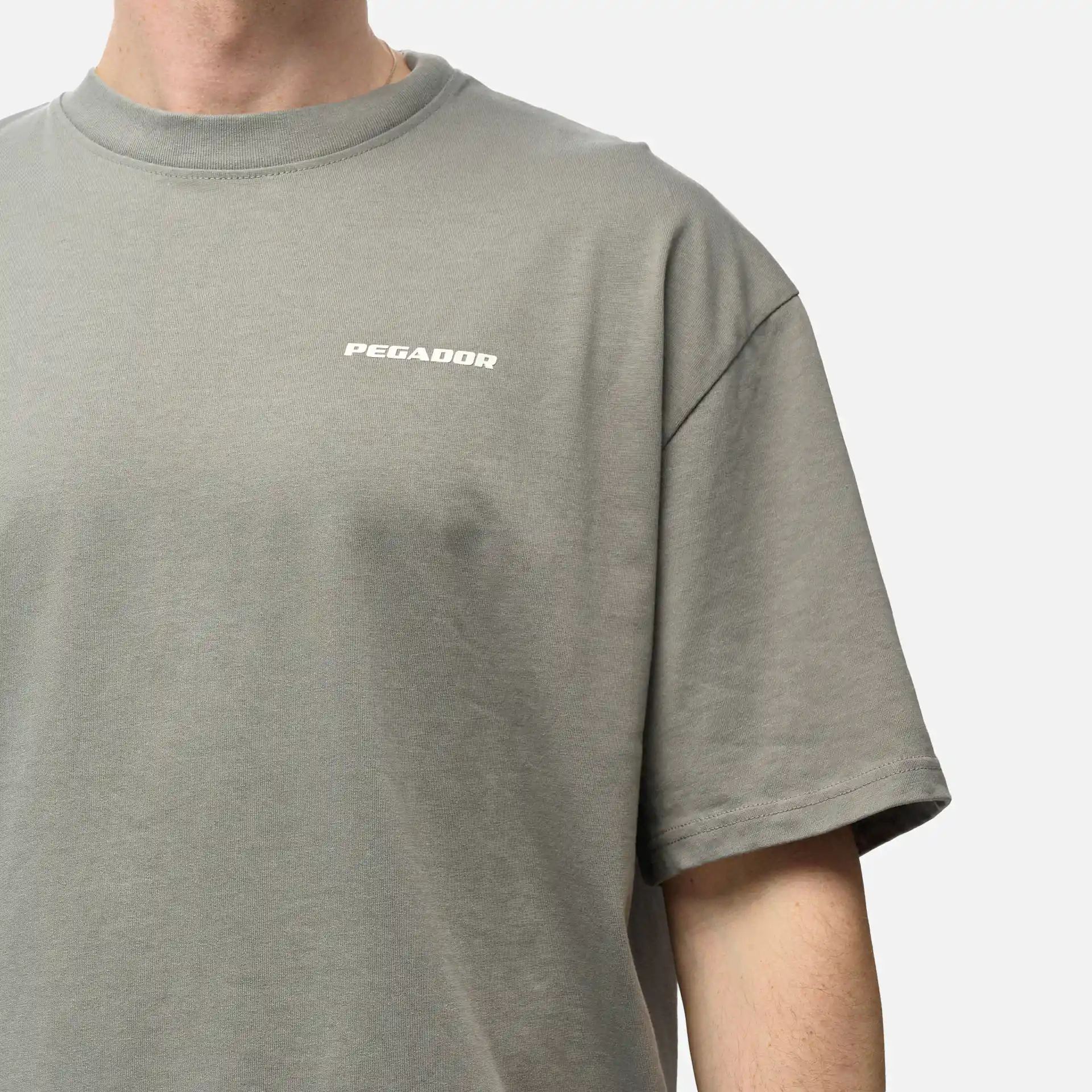 PEGADOR Logo Oversized T-Shirt Washed Cool Grey/White/Gum