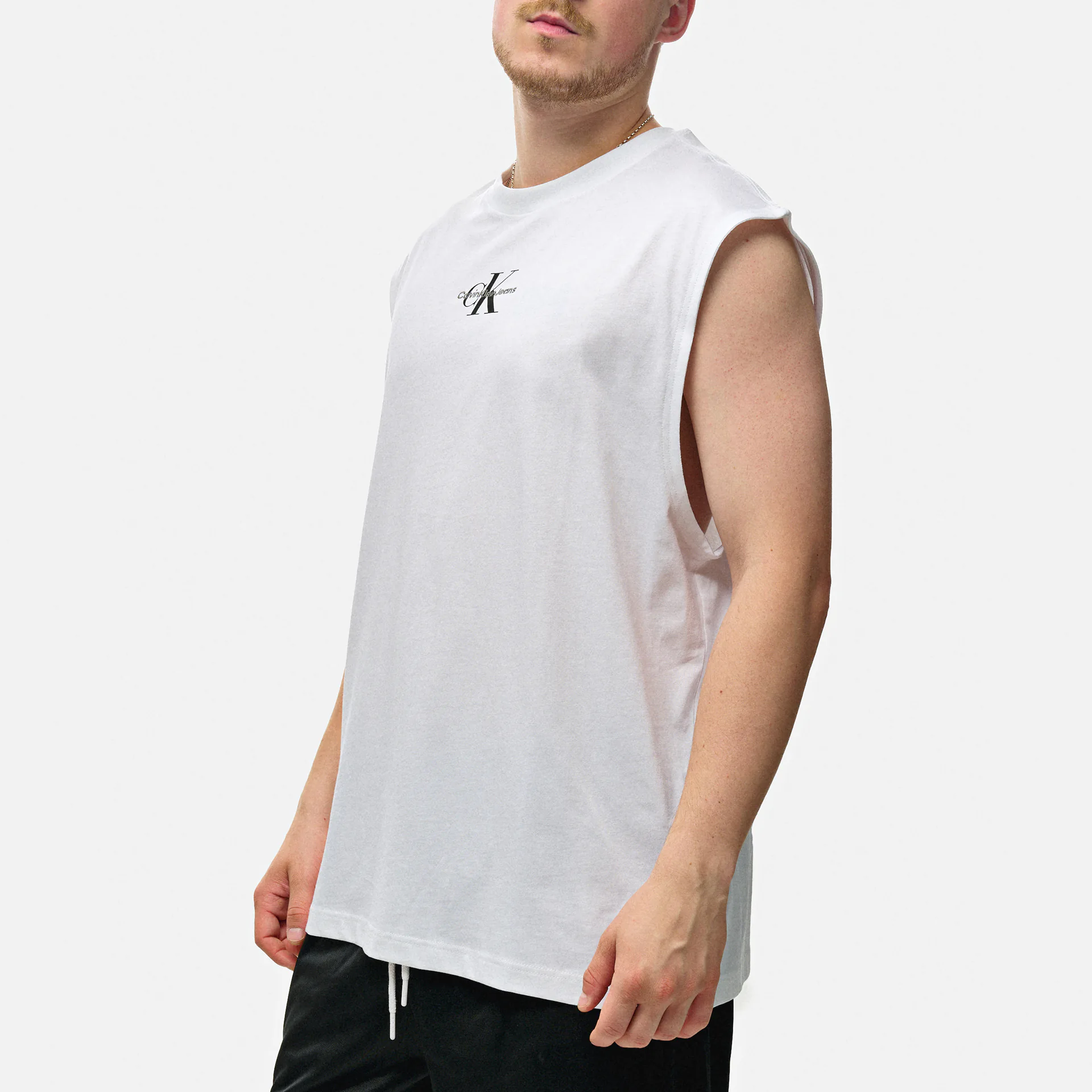 Calvin Klein Jeans Monologo Sleeveless T-Shirt Bright White