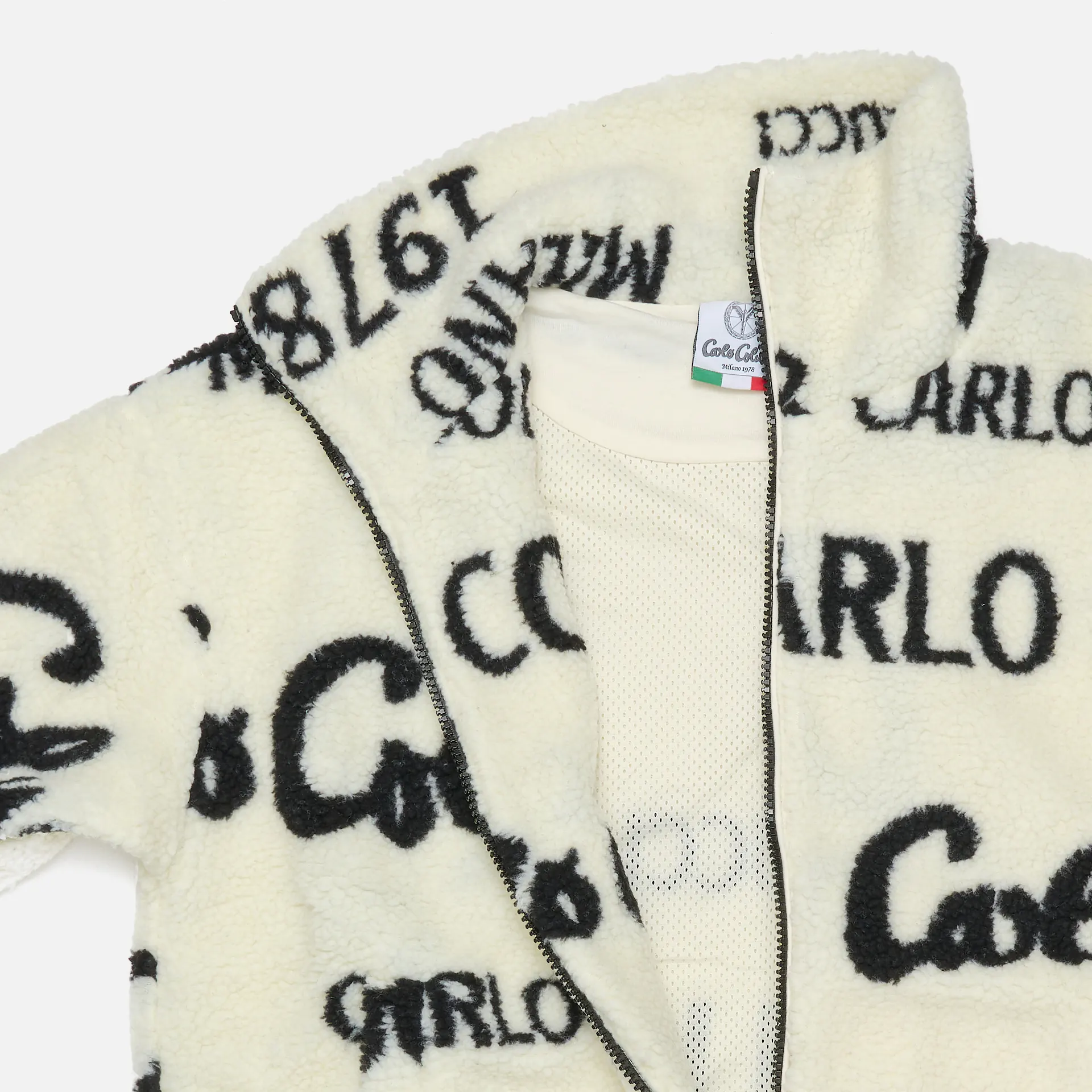 Carlo Colucci Allover Fleece Jacket White/Black