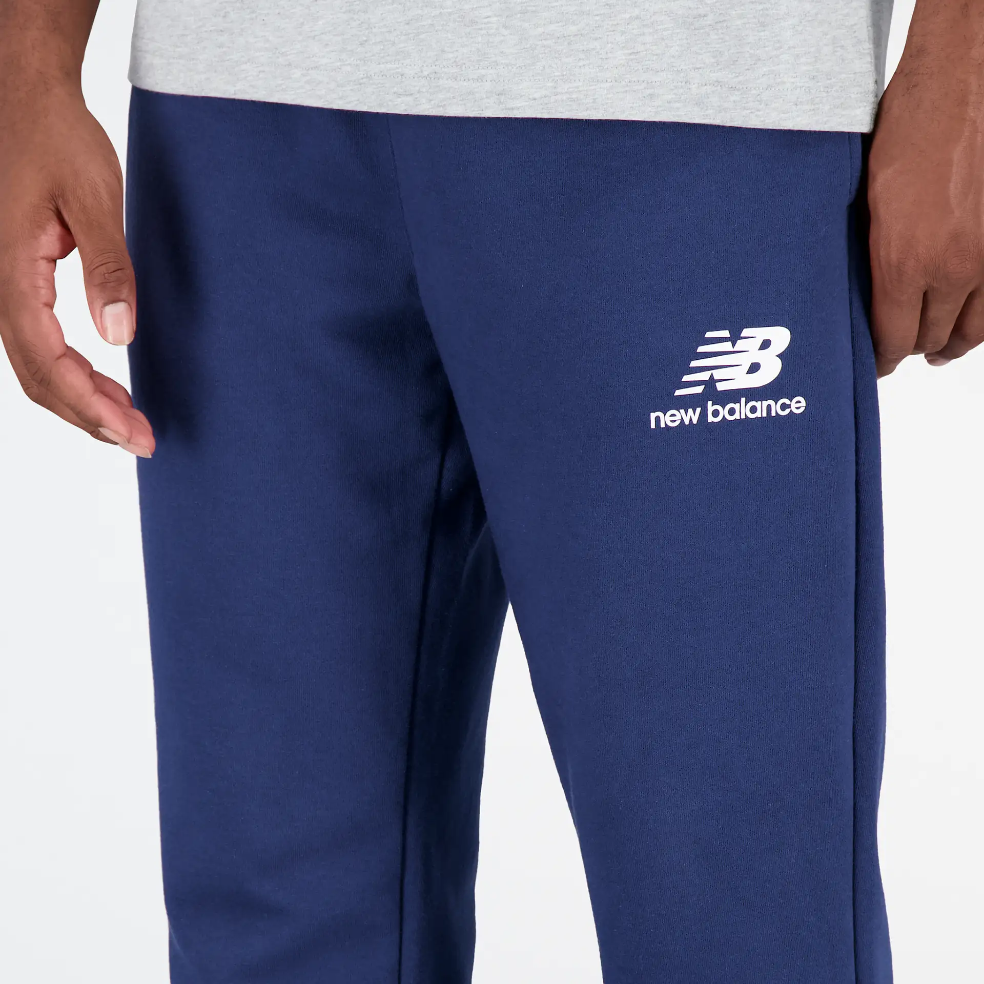 New Balance Essentials Stacked Logo French Terry Sweatpant Navy