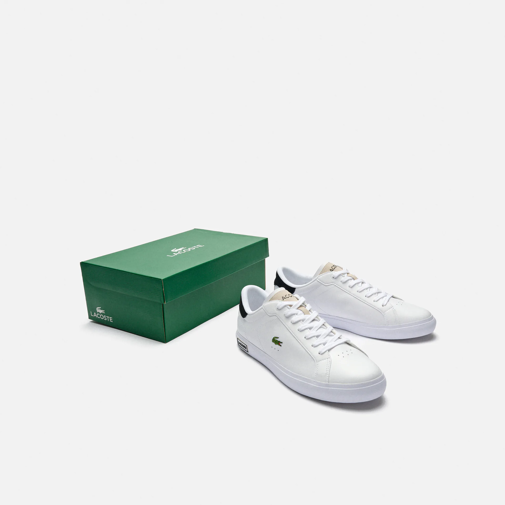 Black leather lacoste shoes online