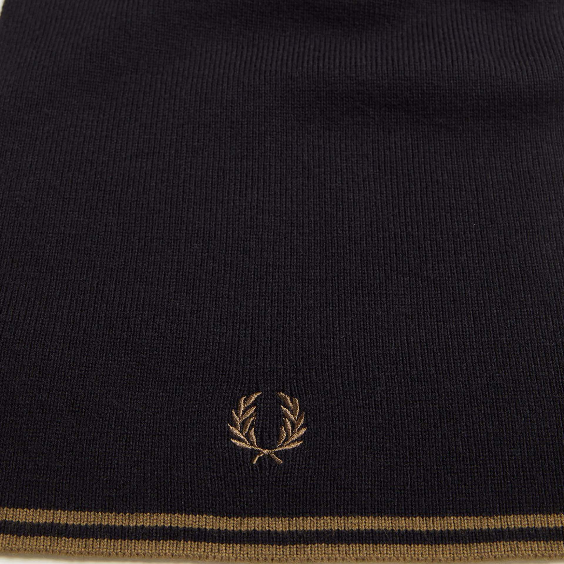 Fred Perry Twin Tipped Merino Wool Scarf Black/Shadded Stone