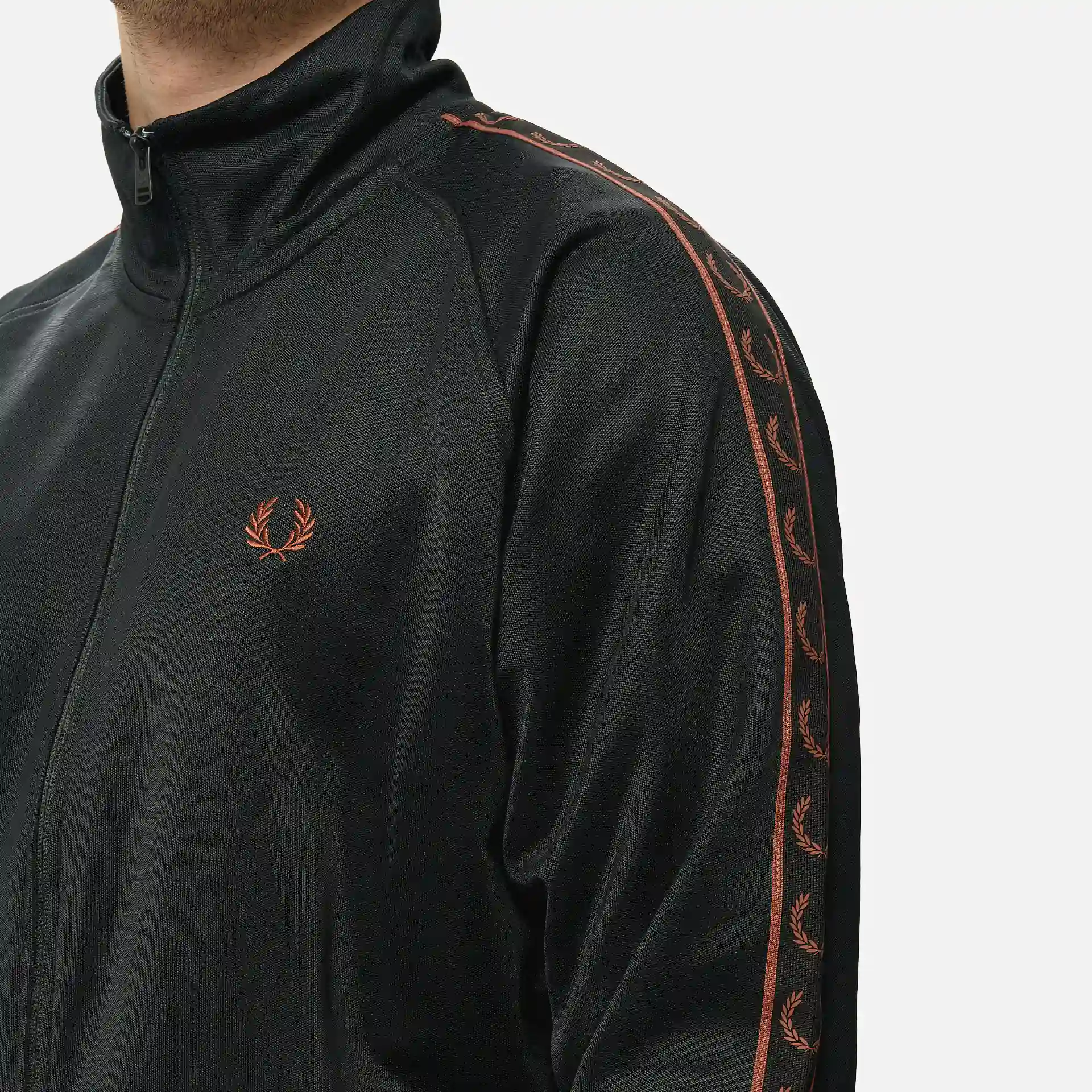 Fred Perry Contrast Tape Track Jacket Black/Whisky Brown