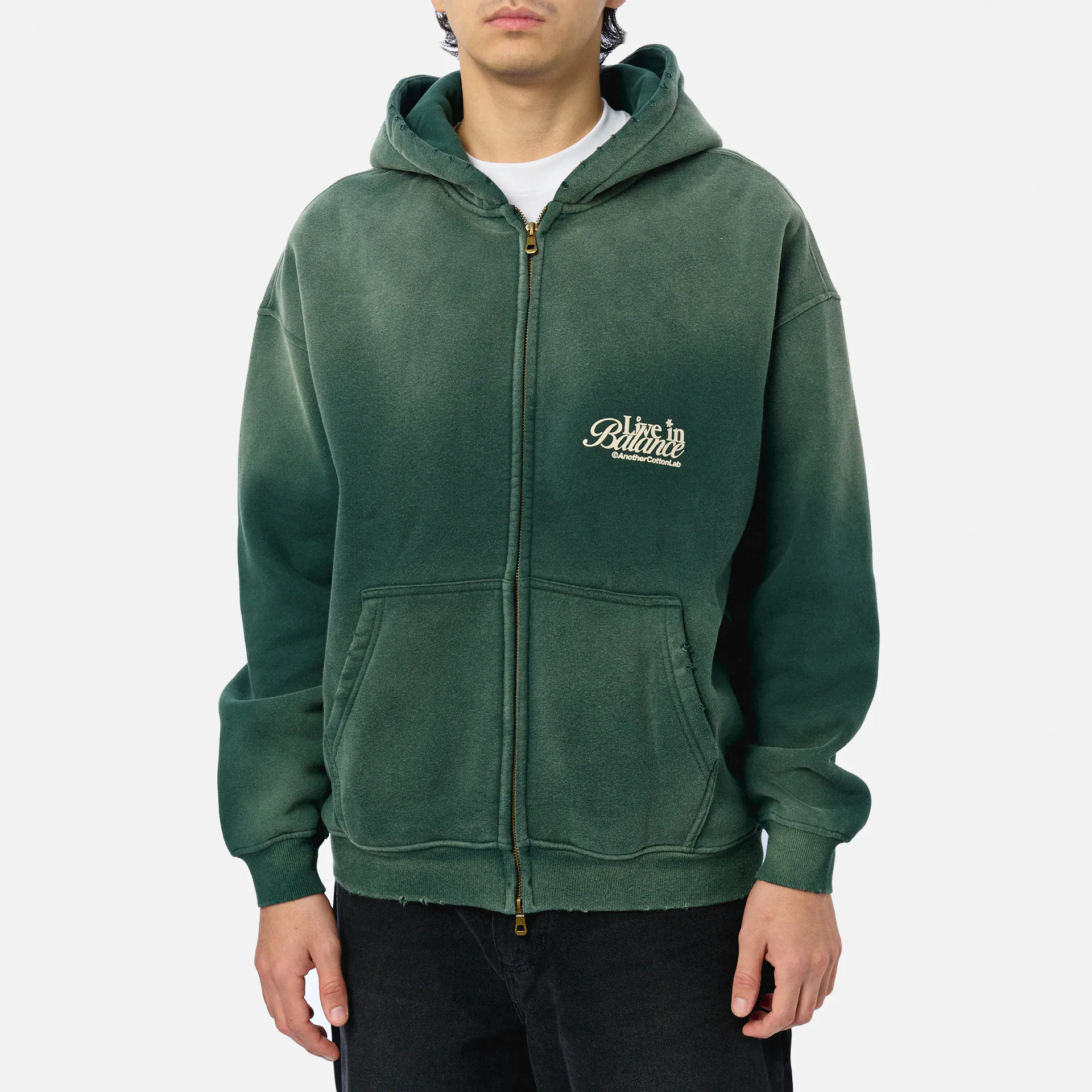 Another Cotton Live in Balance Heavy Oversized Zip Hoodie Green