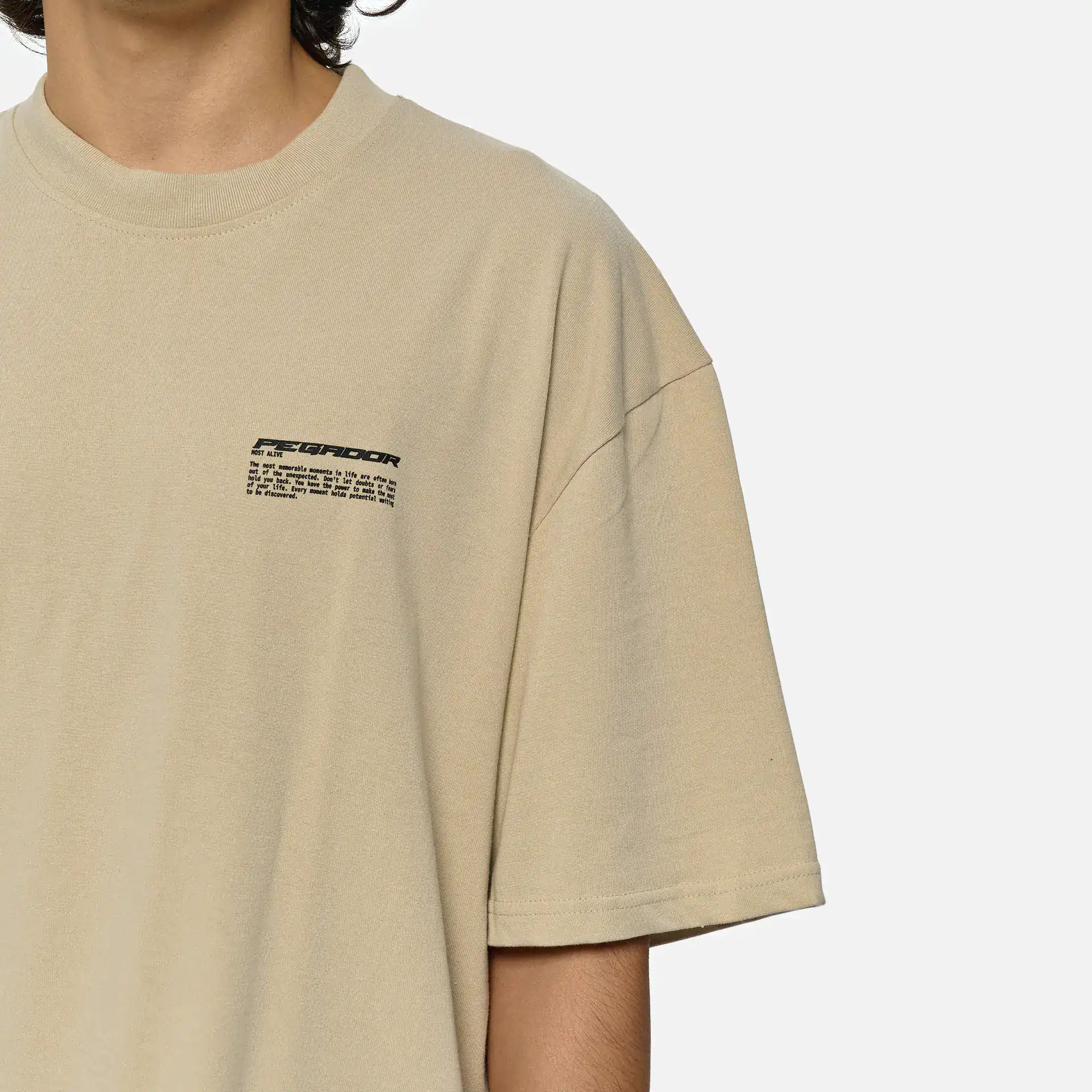 PEGADOR Chase Oversized T-Shirt Washed Light Beige