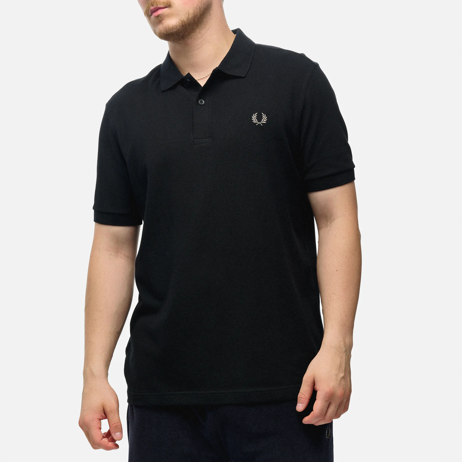 Fred Perry Plain Polo Shirt Black/Chrome