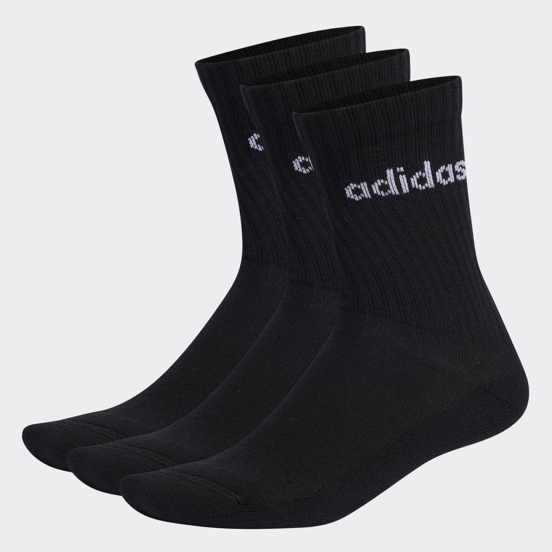 adidas Linear Crew Cushioned Socks 3 Pairs Black/White