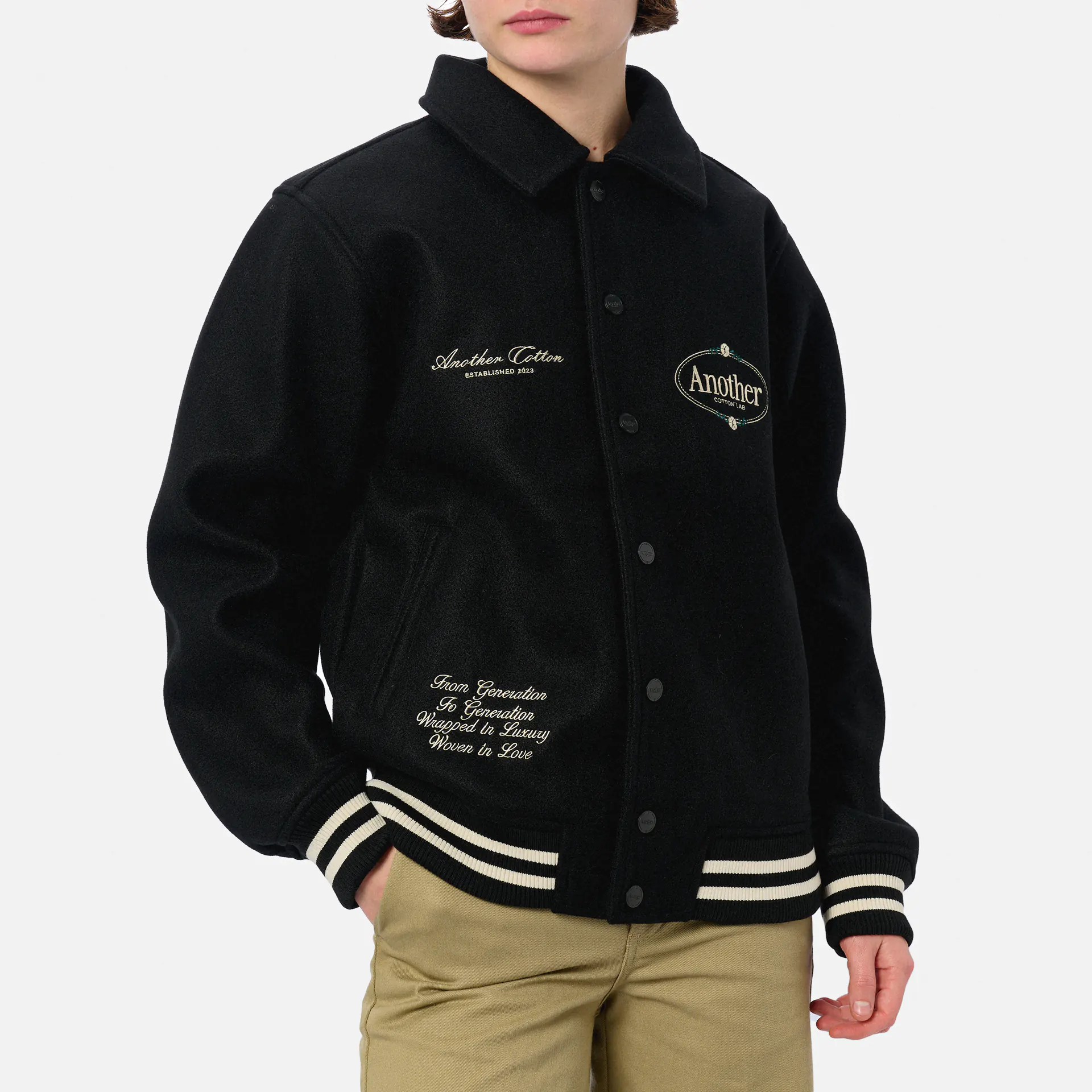 Another Cotton Chest Logo College Jacke Black