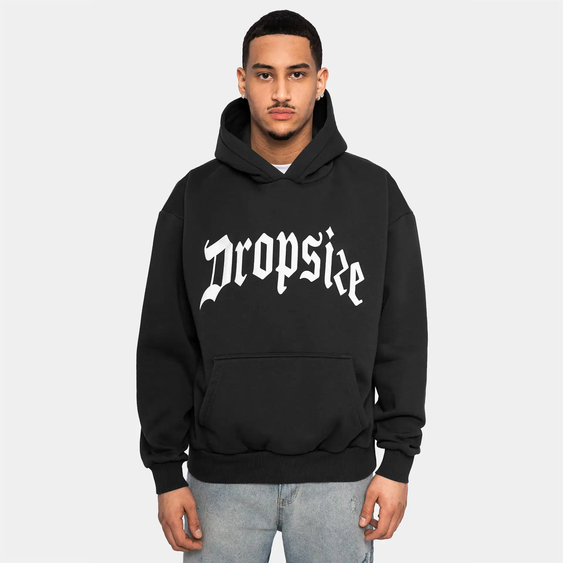 Dropsize Heavy Oversize Puffer Print Hoodie Washed Black