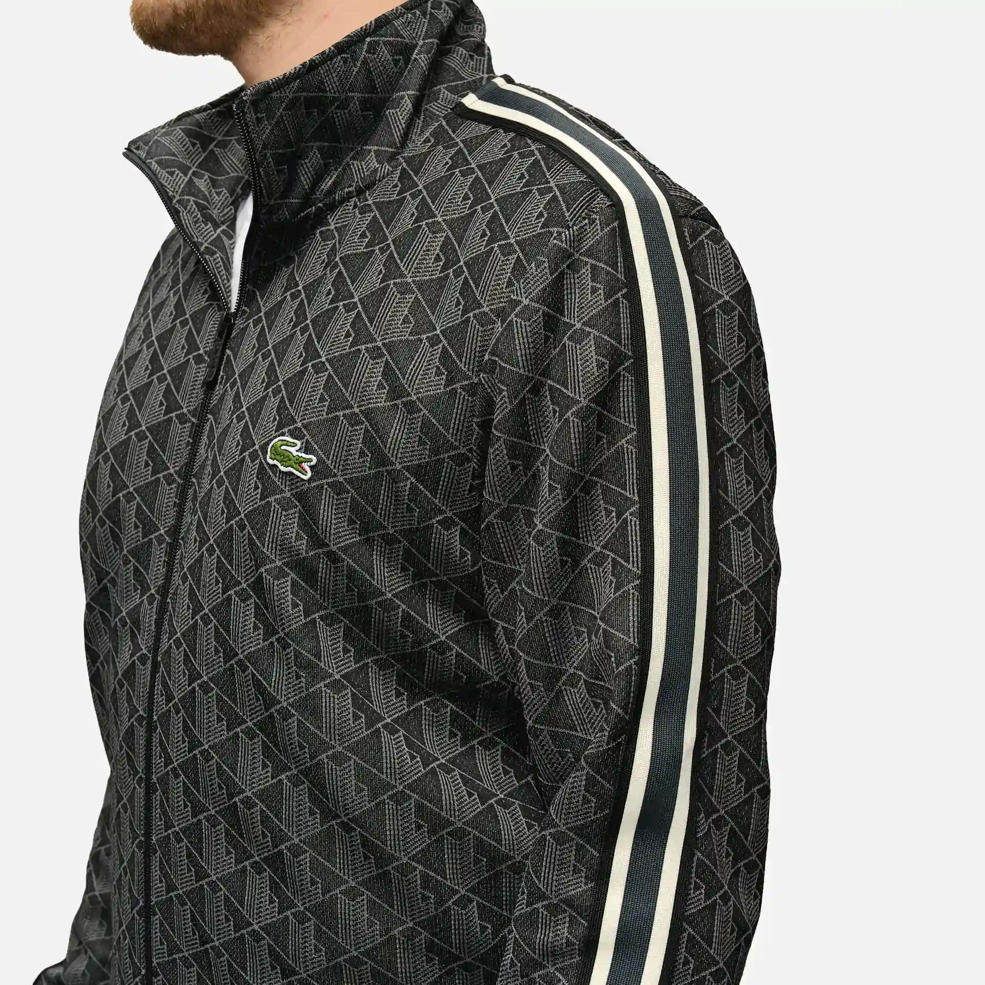 Lacoste Monogram Jacquard Track Jacket Black/Graphite