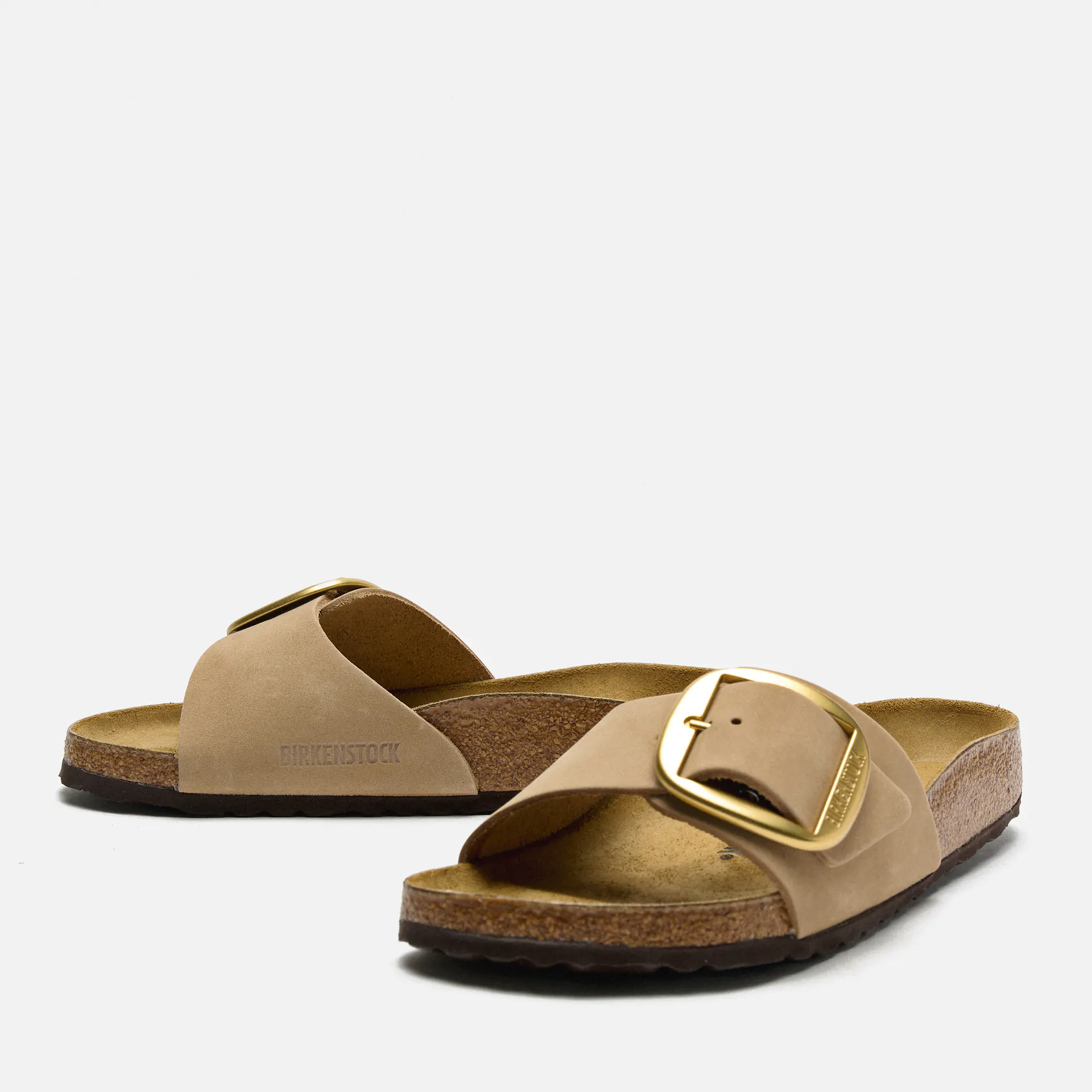 Birkenstock Madrid Big Buckle Natural Leather Nubuk Narrow Sandals Sandcastle