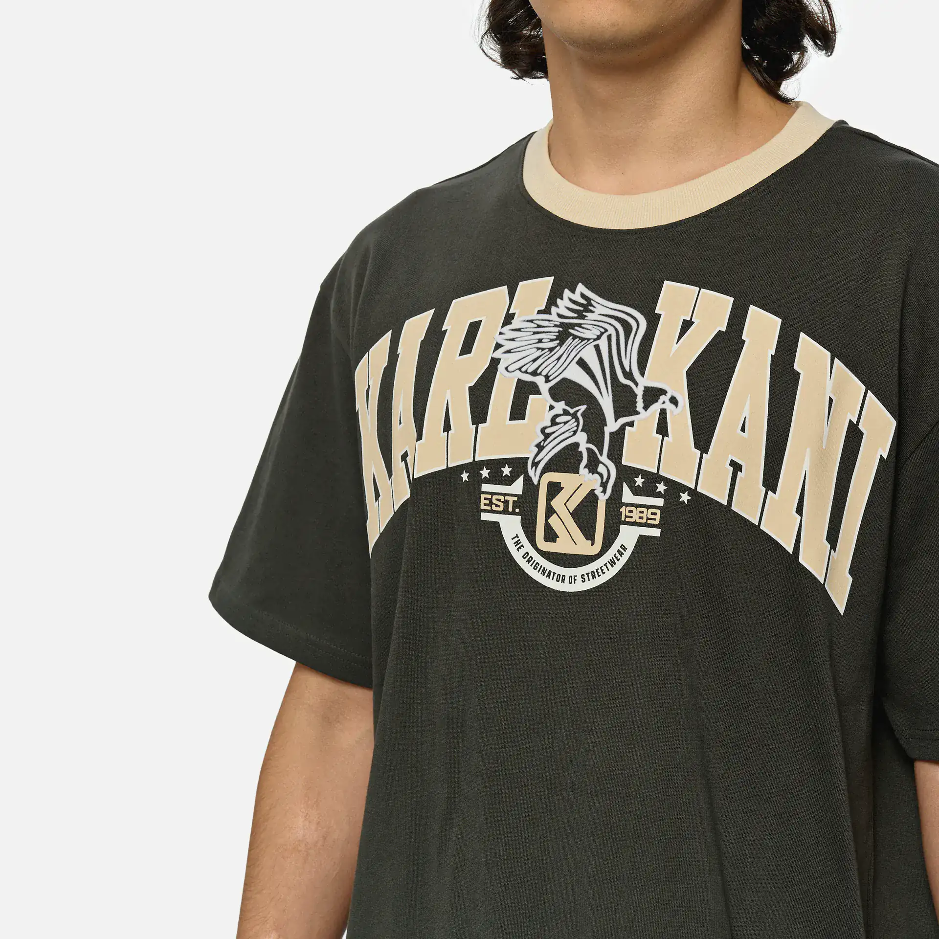 Karl Kani OG Eagle Print T-Shirt Anthracite/Light Sand