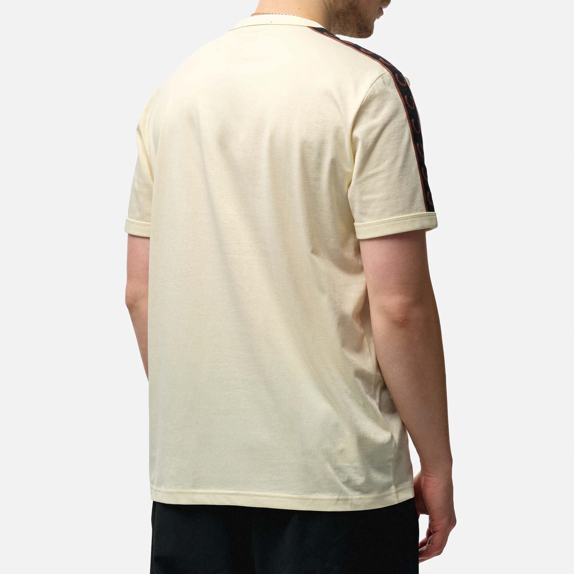 Fred Perry Contrast Tape Ringer T-Shirt Ecru/Whiskey Brown