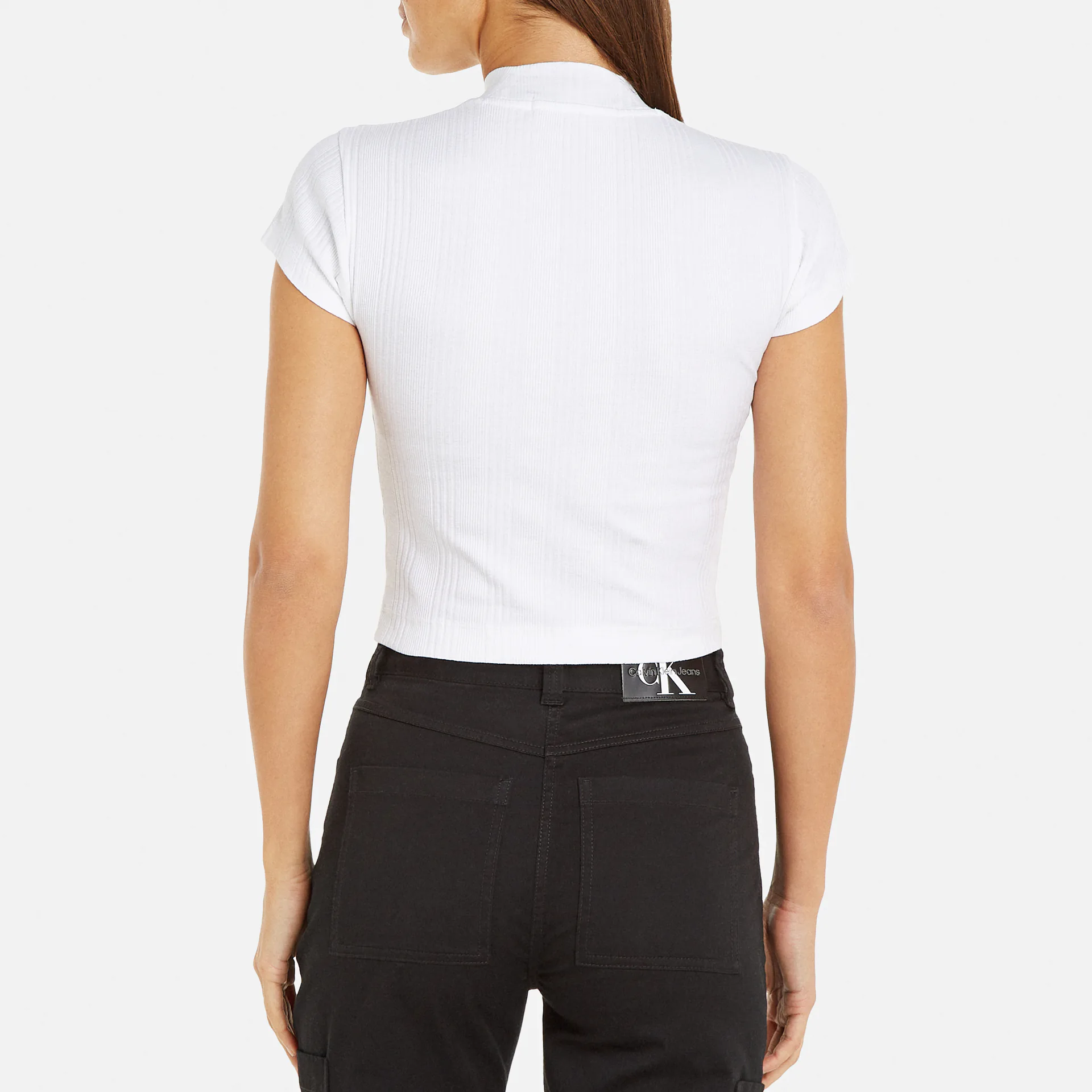 Calvin Klein Jeans Variegated Rib Half Zip Top White