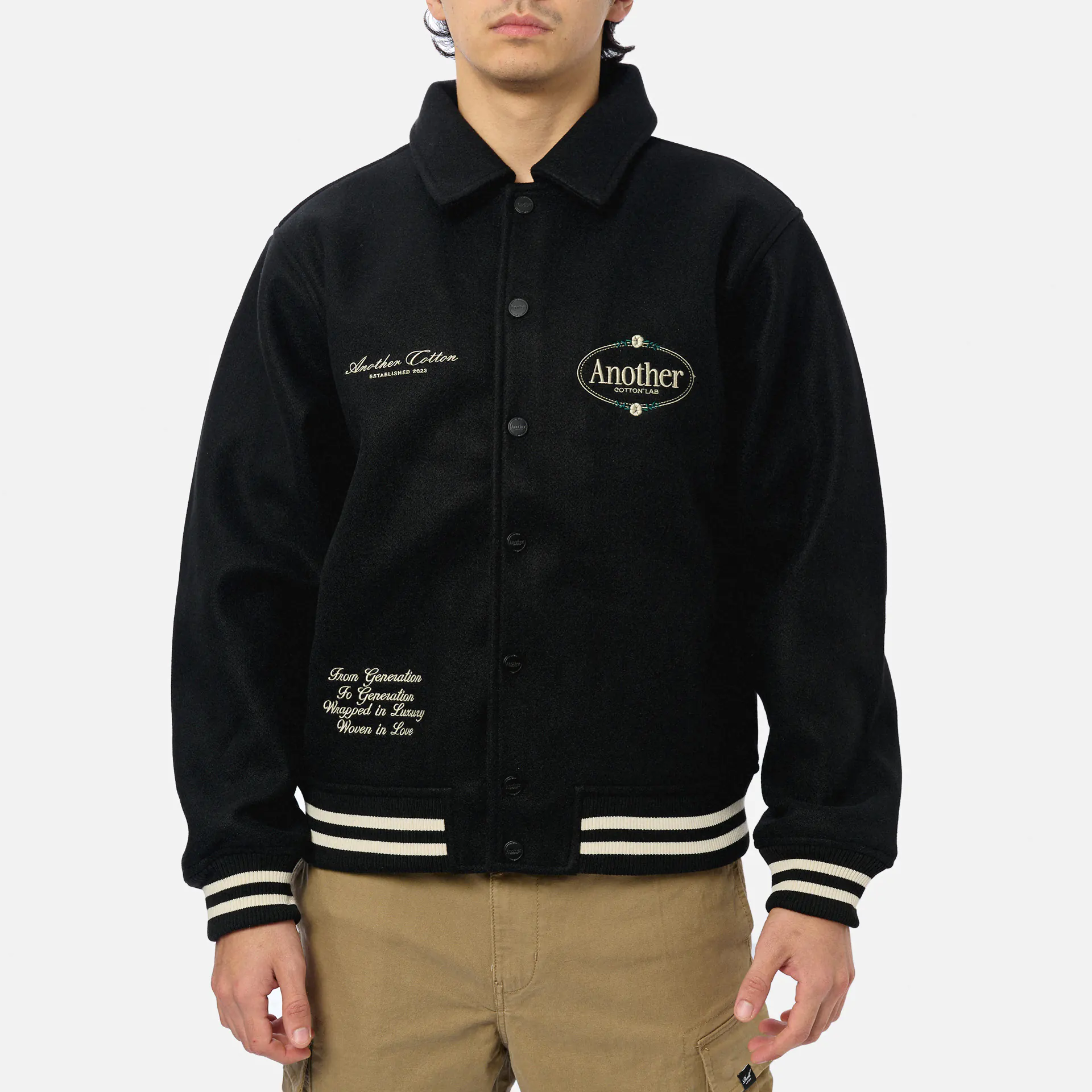 Another Cotton Chest Logo College Jacke Black