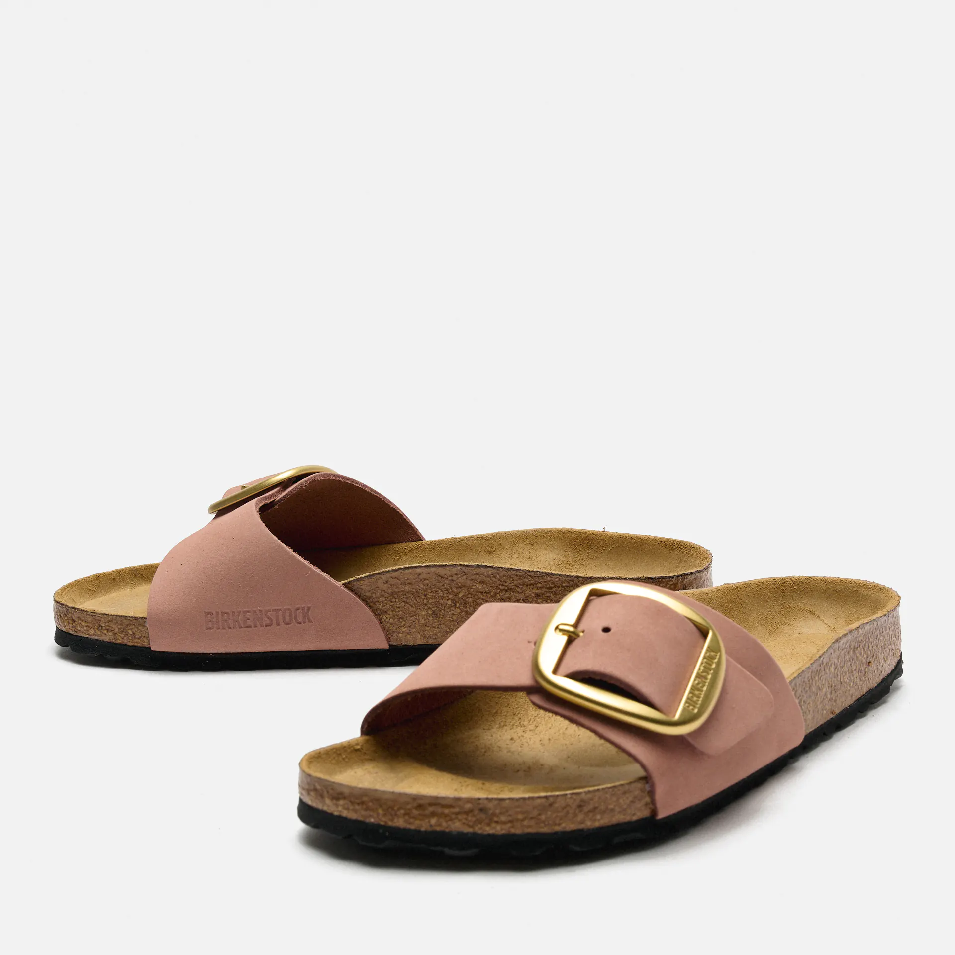 Birkenstock Madrid Big Buckle Natural Leather Nubuk Narrow Sandals Old Rose