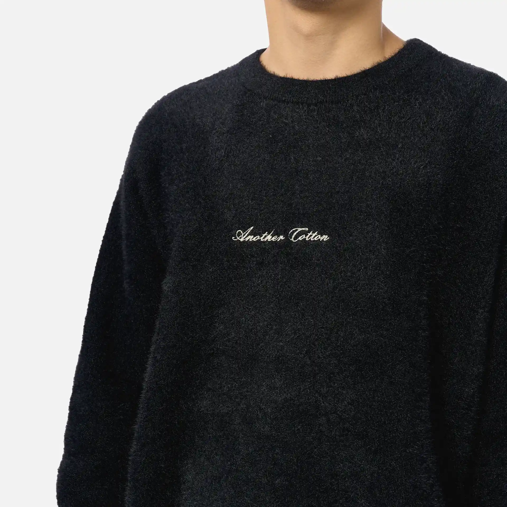 Another Cotton Chest Logo Mohair Sweater Black