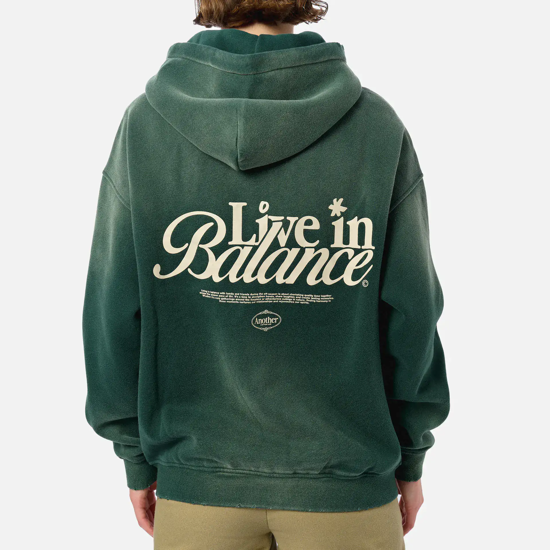 Another Cotton Live in Balance Heavy Oversized Zip Hoodie Green