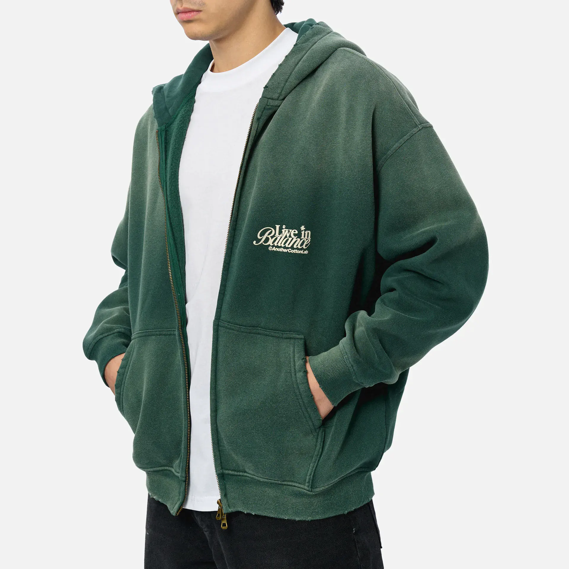 Another Cotton Live in Balance Heavy Oversized Zip Hoodie Green