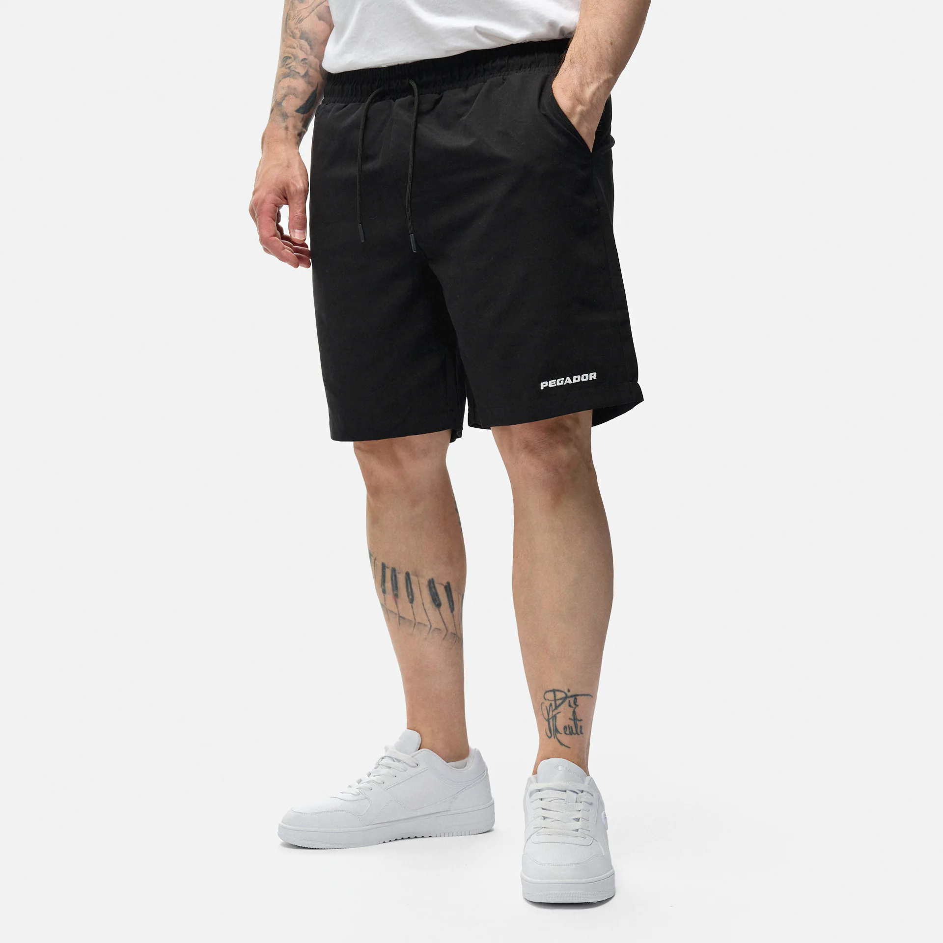 PEGADOR Logo Swim Shorts Black