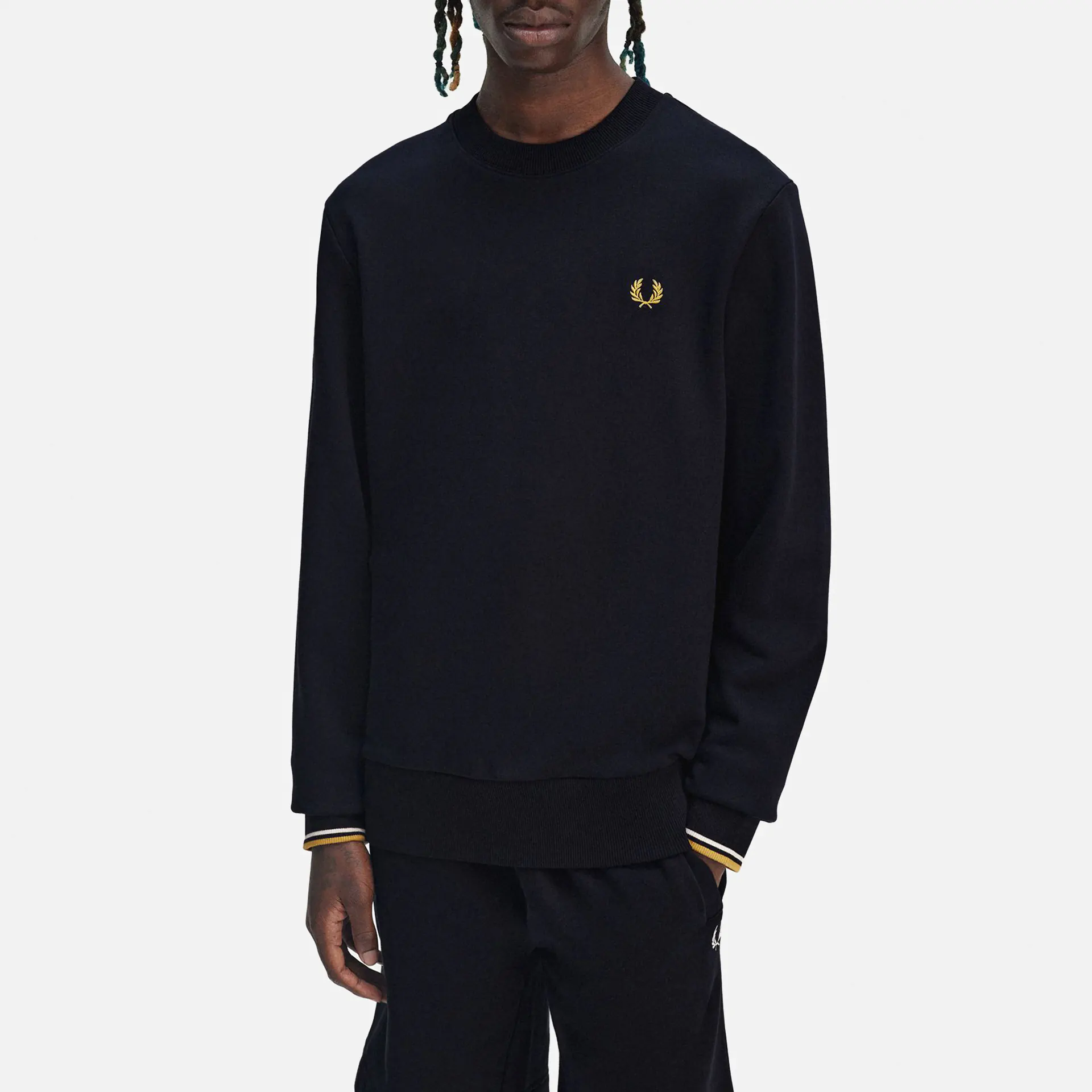 Fred Perry Crew Neck Sweatshirt Navy/Ecru/Honeycomb