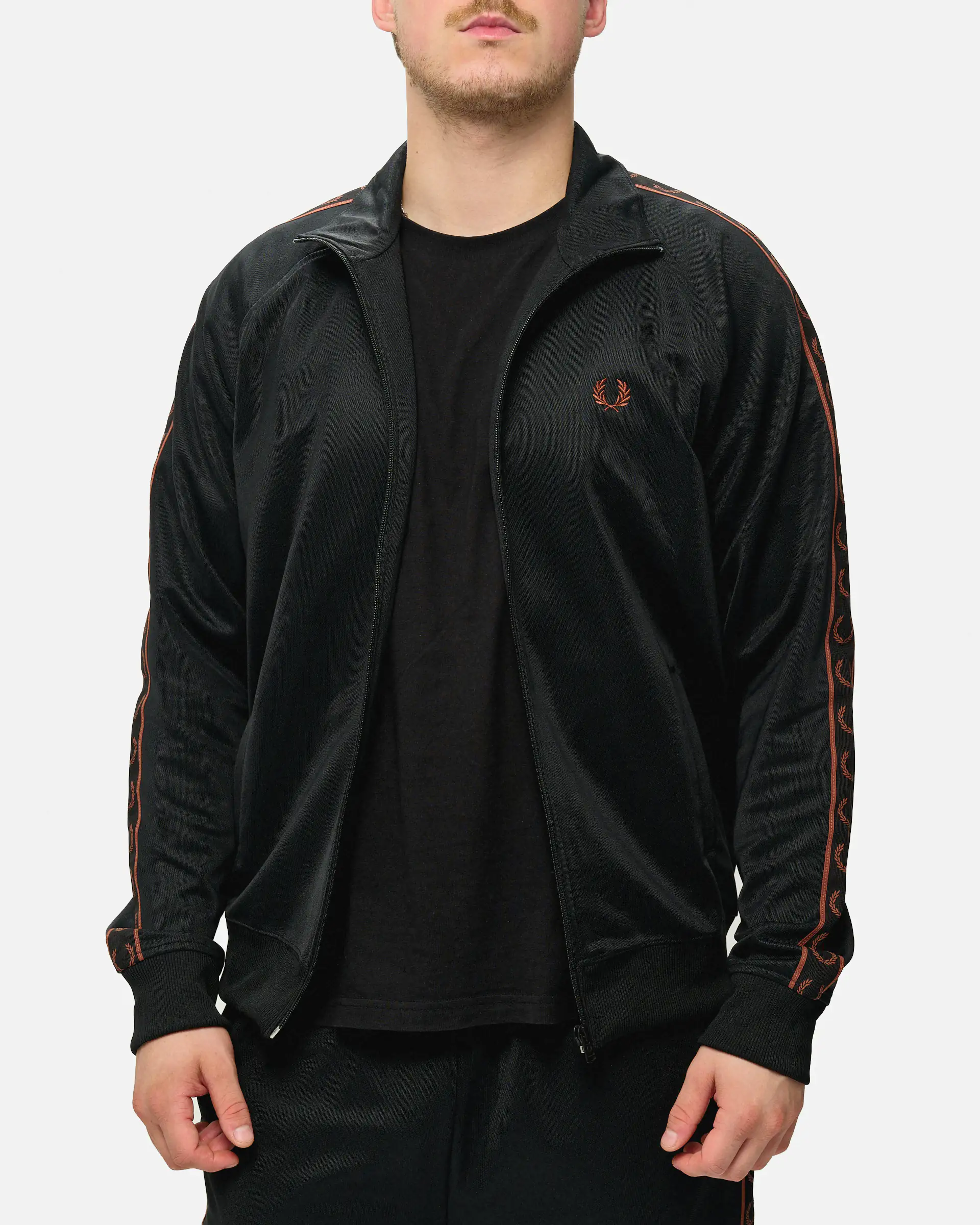 Fred Perry Contrast Tape Track Jacket Black/Whisky Brown