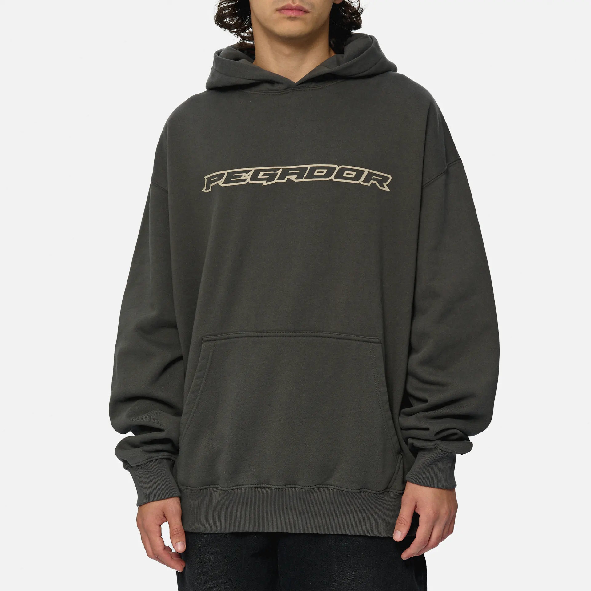 PEGADOR Alden Oversized Hoodie Washed Anthracite