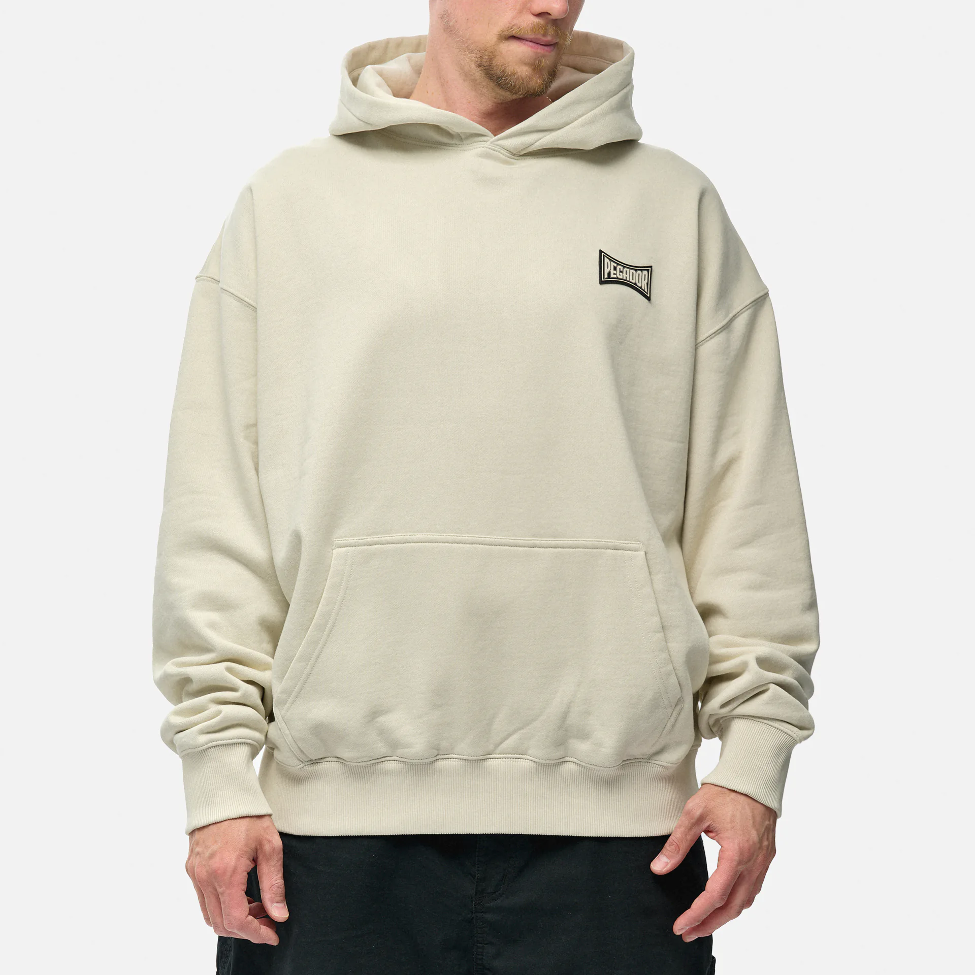 PEGADOR Dacko Oversized Hoodie Washed Salty Cream Black