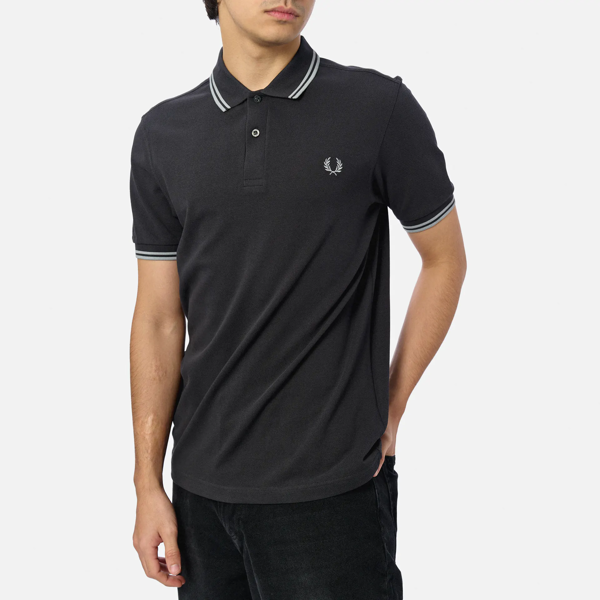 Fred Perry Twin Tipped Polo Shirt Anchor Grey/Limestone