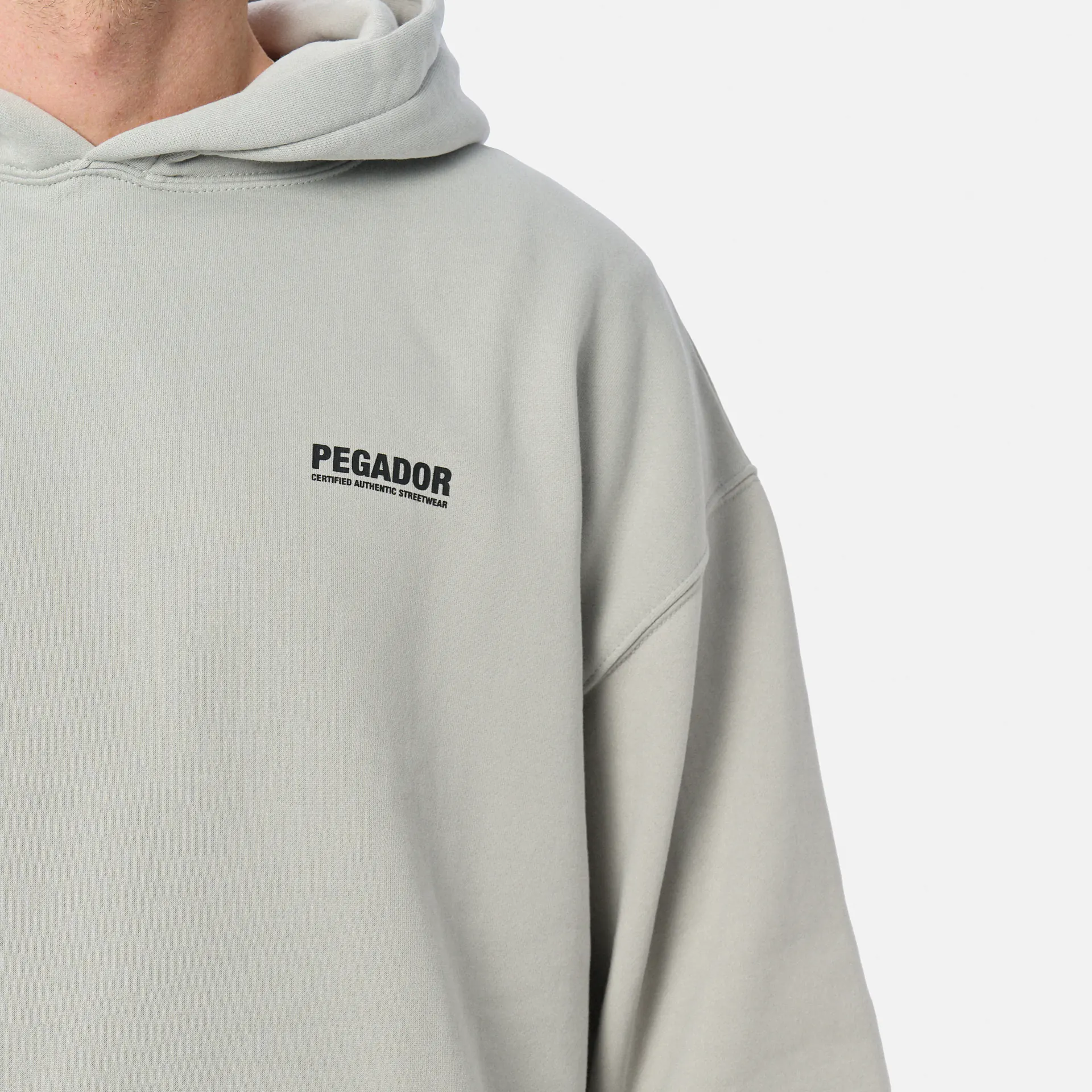 PEGADOR Clinton Oversized Hoodie Washed Clear Grey