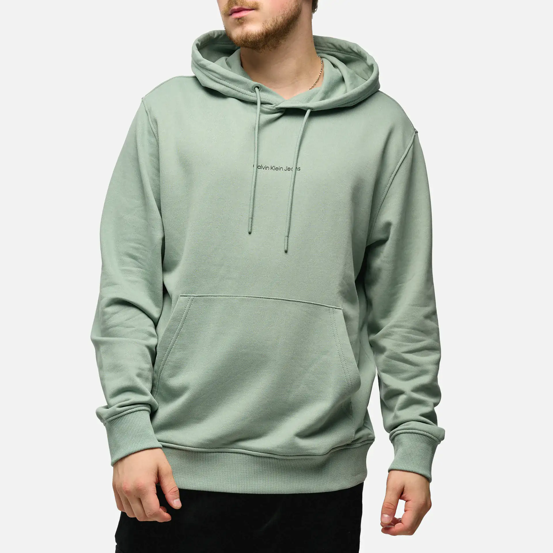 Calvin Klein Jeans Grid Monogram Hoodie Grey