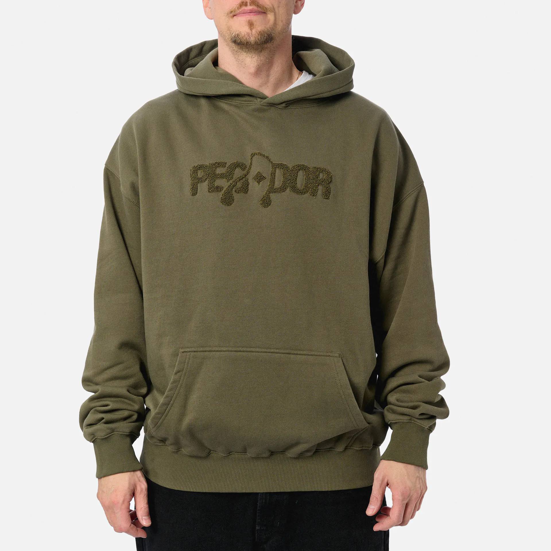 PEGADOR Grange Oversized Hoodie Washed Faded Olive