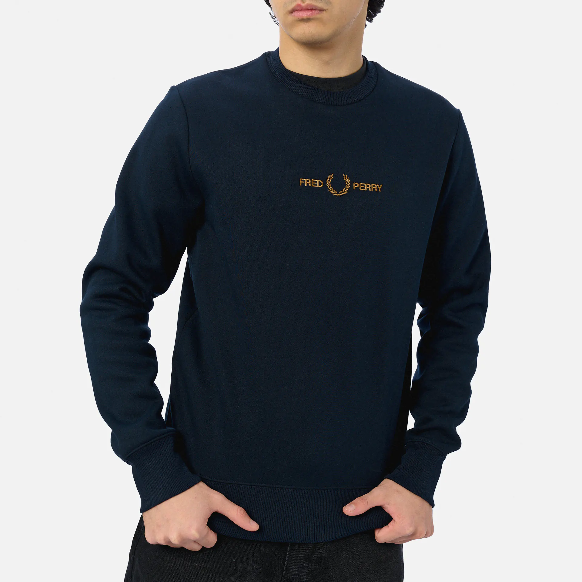 Fred Perry Embroidered Sweatshirt Navy