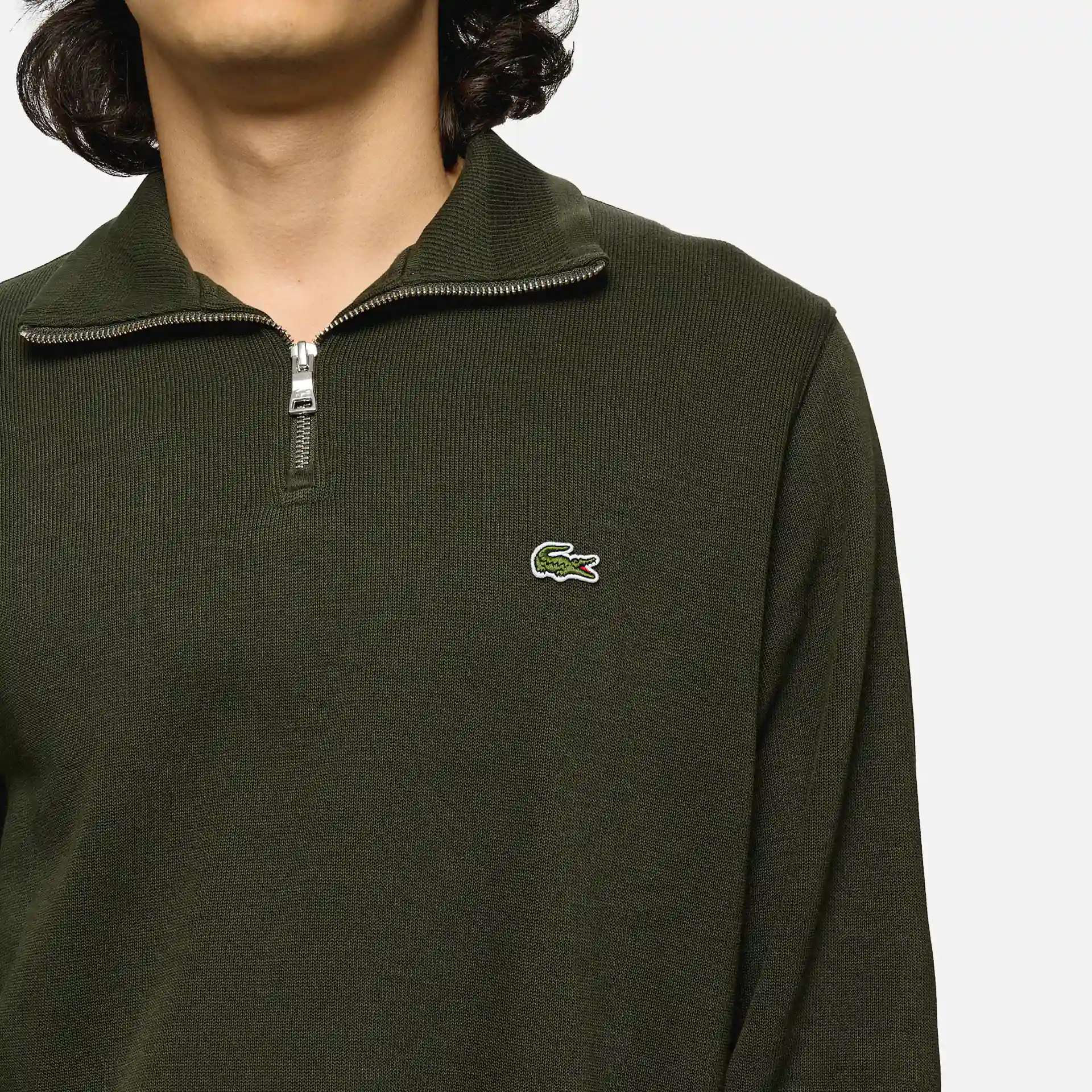 Lacoste Stand-Up Collar Cotton Half-Zip Pullover Sapwood