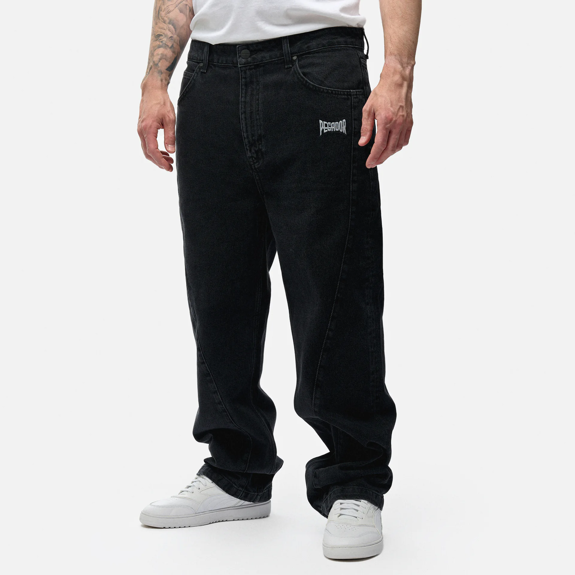 PEGADOR Valmar Baggy Jeans Washed Black