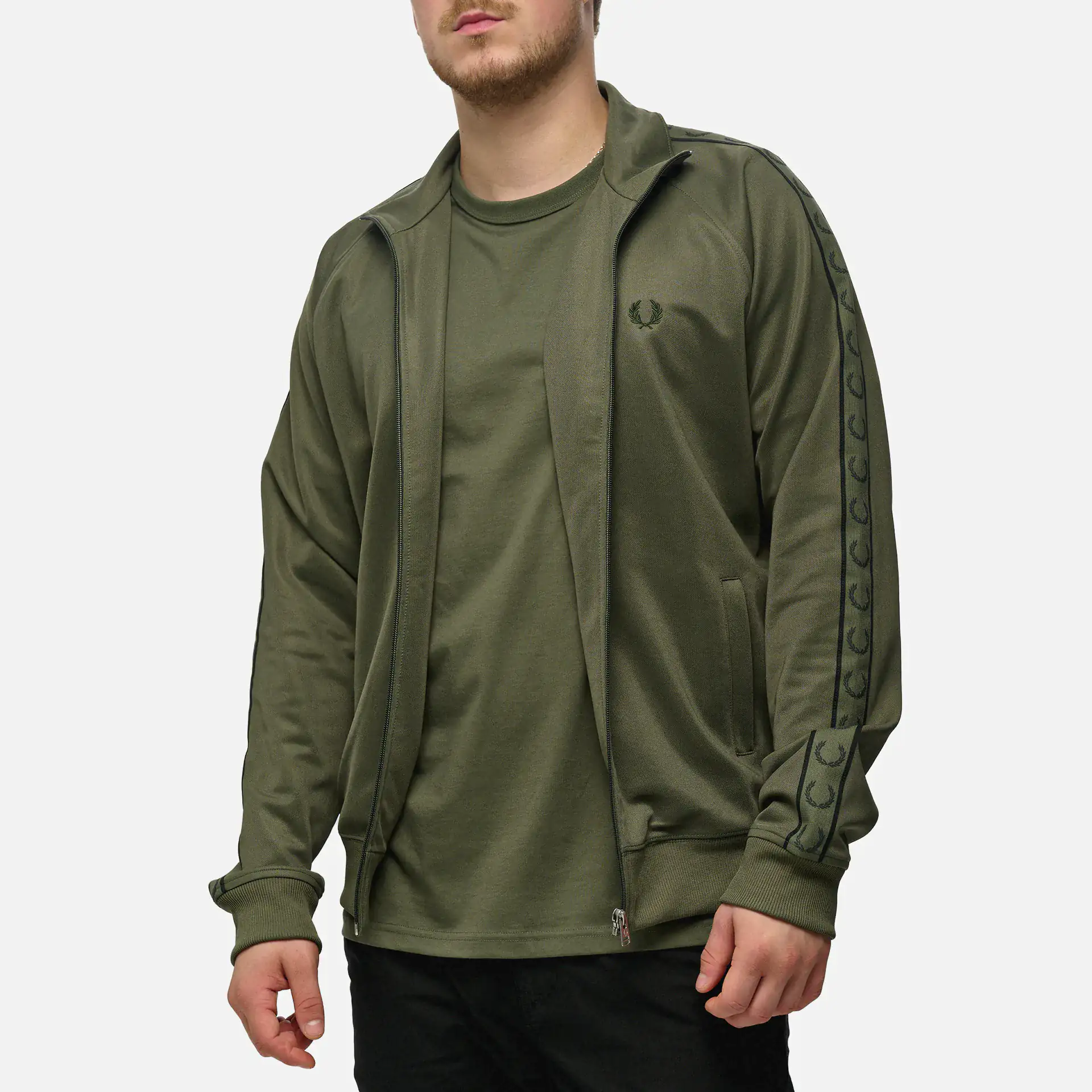 Fred Perry Contrast Tape Track Jacket Laurel Wreath Green/Night Green