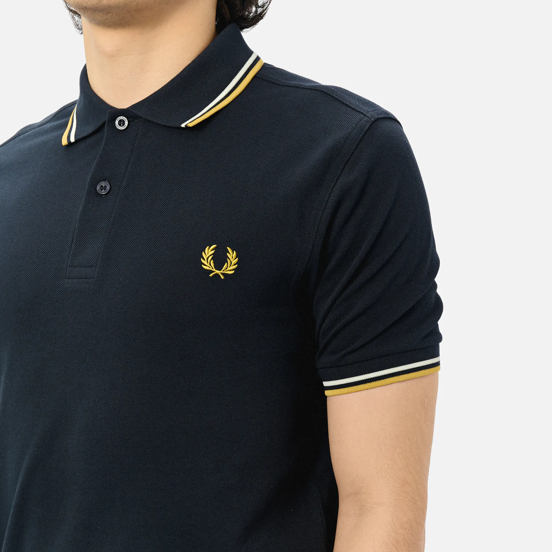 Fred Perry Twin Tipped Polo Shirt Porridge Navy/Ecru/Honeycomb