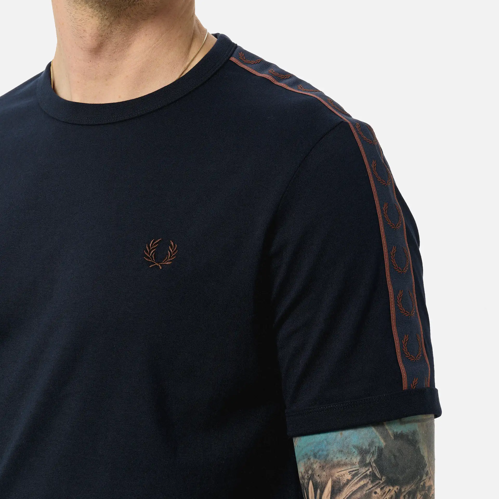 Fred Perry Contrast Tape Ringer T-Shirt Navy/Carrington Brick