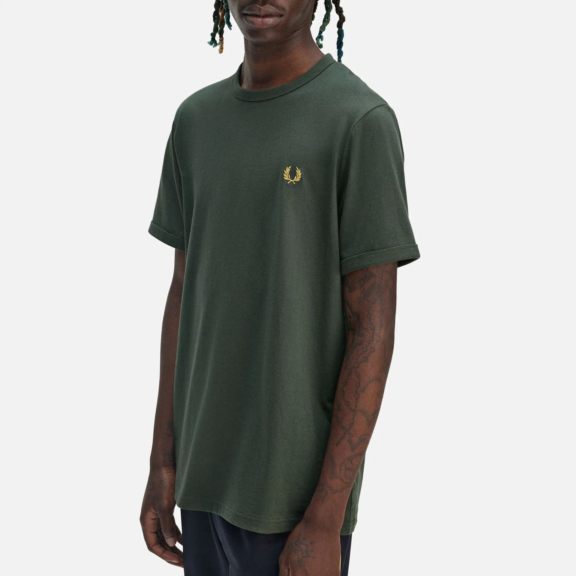 Fred Perry Ringer T-Shirt Court Green