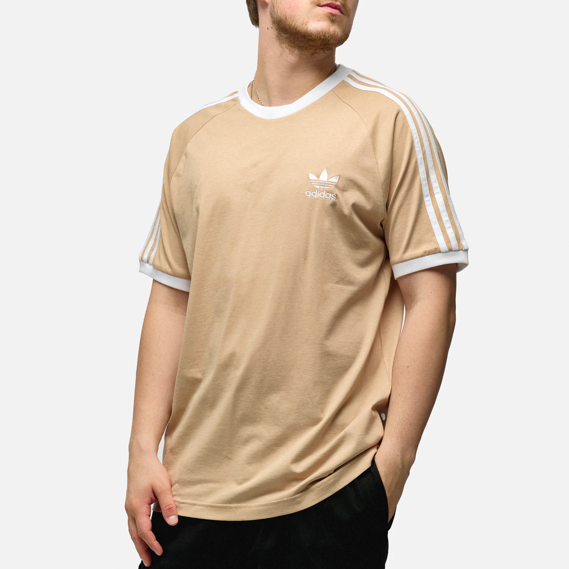 adidas 3 Stripe Adicolor Classics T Shirt Magic Beige