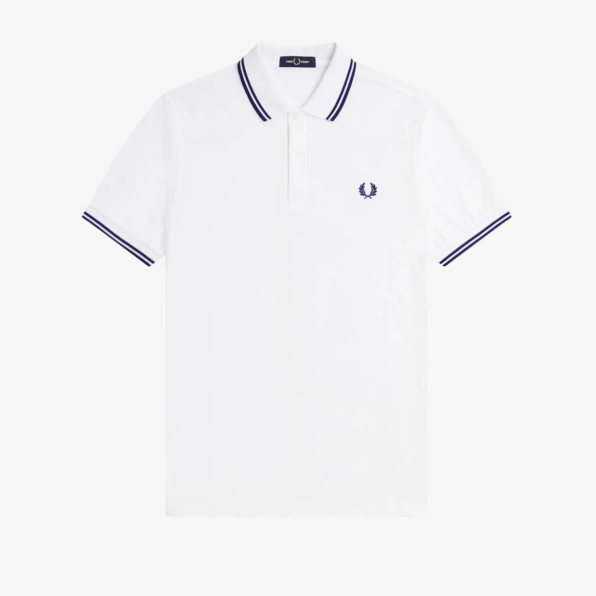 Fred Perry Twin Tipped Polo Shirt White/French Navy/French Navy