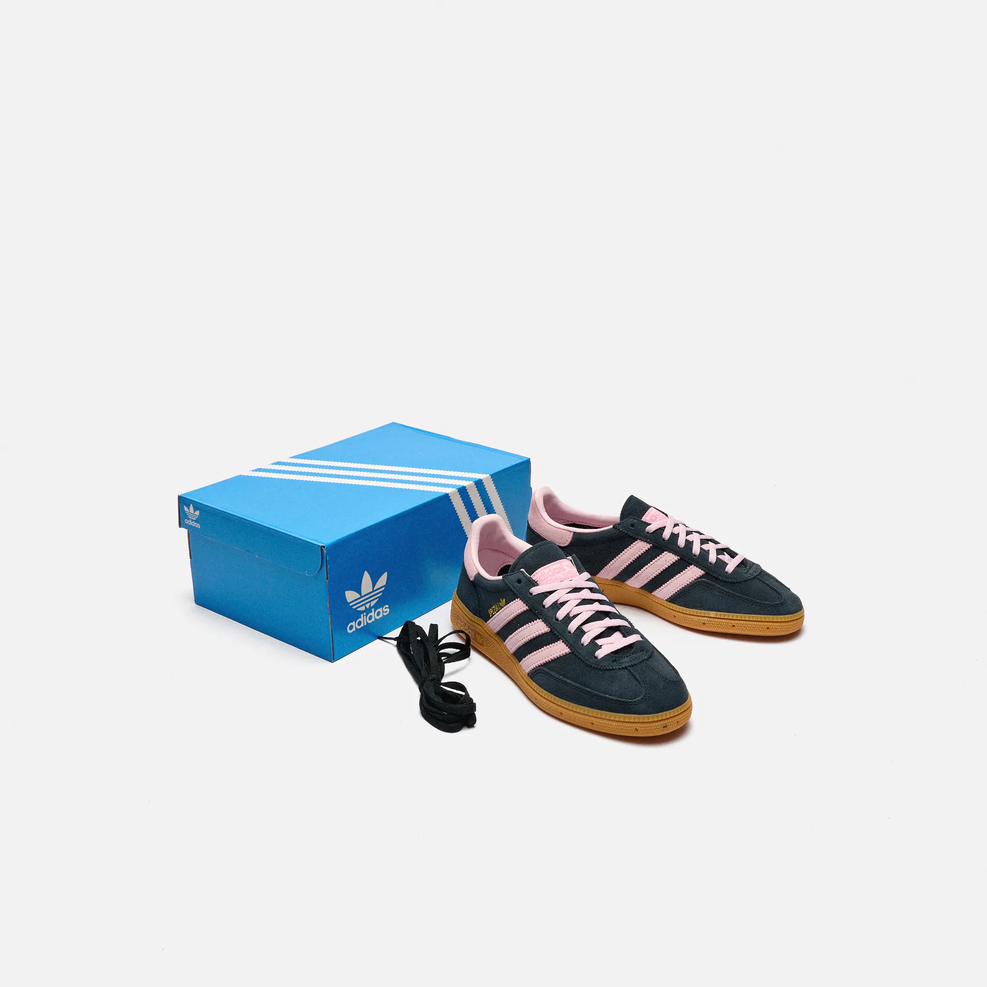 Adidas originals handball spezial trainers in black with gum sole hotsell